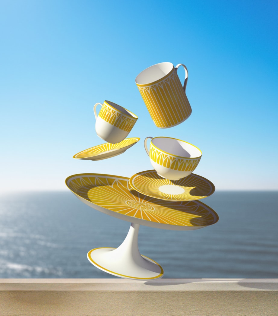 Christofle Porcelain Malmaison Riviera Espresso Cup and Saucer White/yellow Image 2