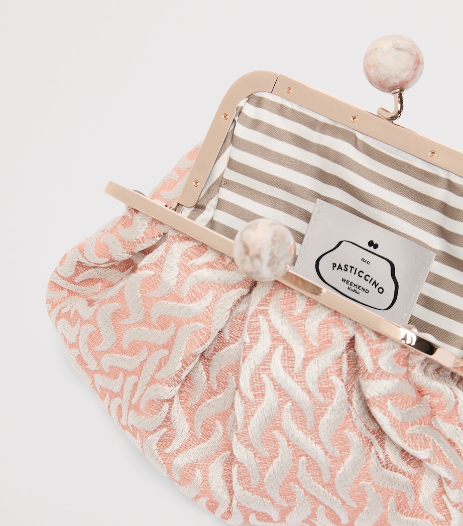 Weekend Max Mara Woven Jacquard Pasticcino Clutch Bag Pink Image 6