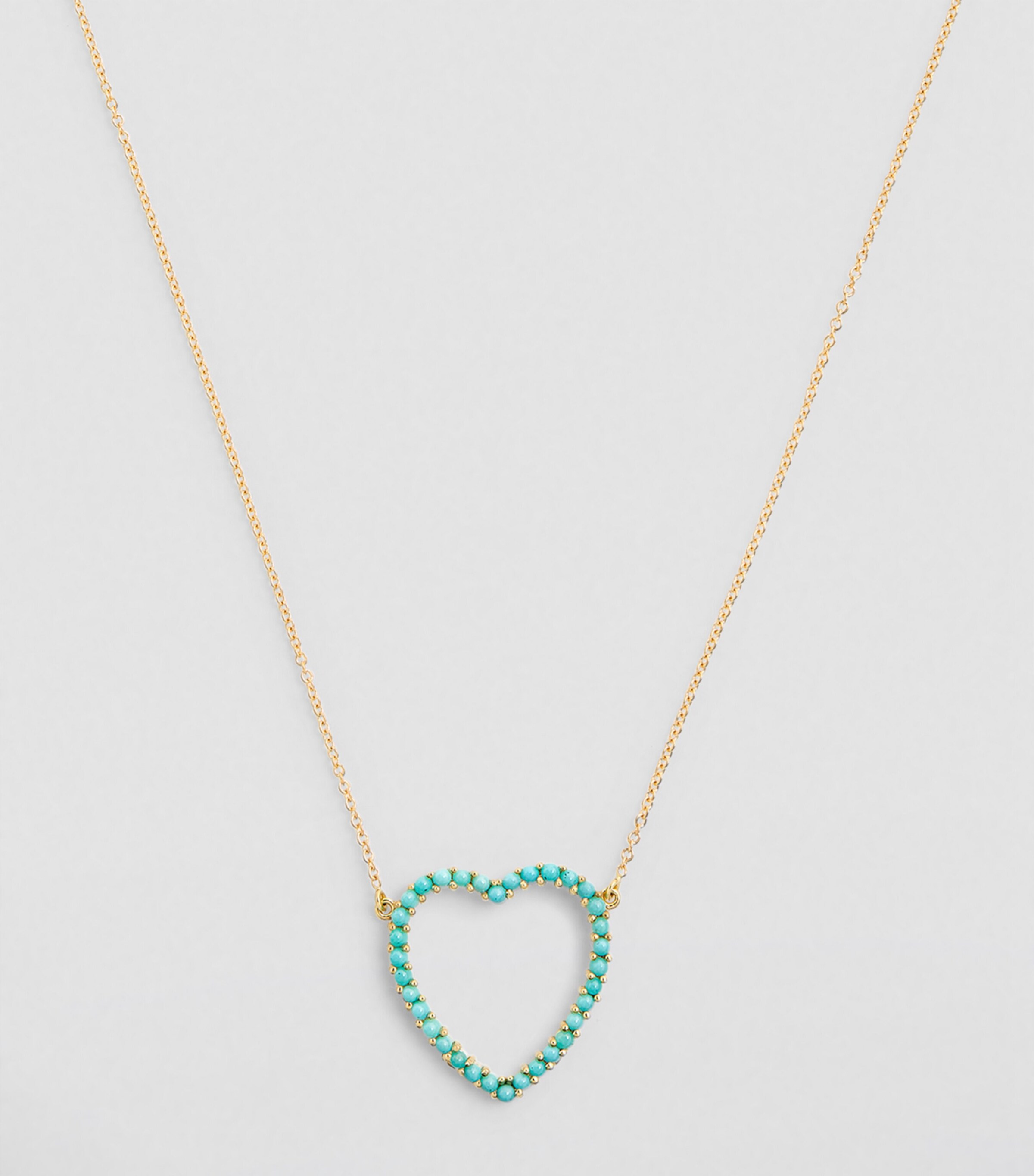 Jennifer Meyer Yellow Gold and Turquoise Open Heart Necklace Yellow Gold Image 2