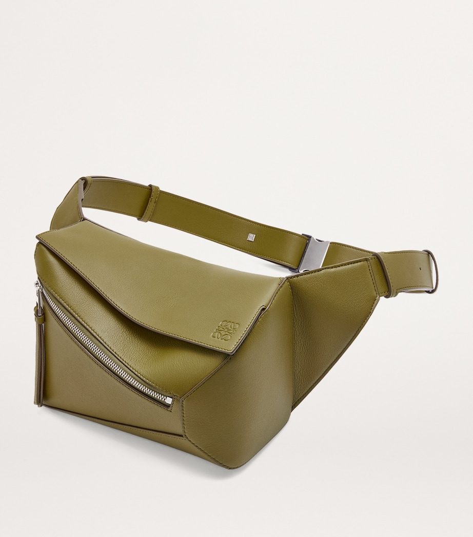 Small Leather Puzzle Edge Belt Bag OLIVE Image 2