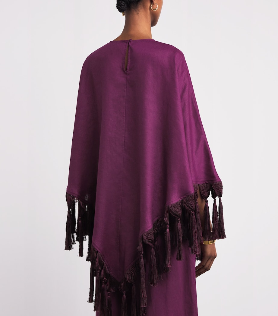 Linen Gloria Poncho PLUM Image 4