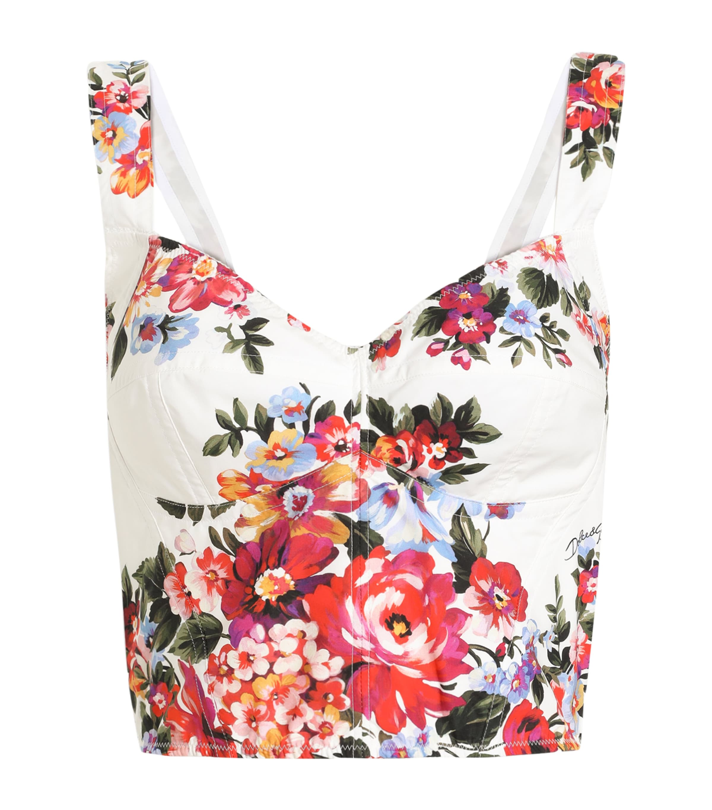 Dolce&Gabbana Womens Cotton-Blend Floral Bustier Top Mazz Image 1
