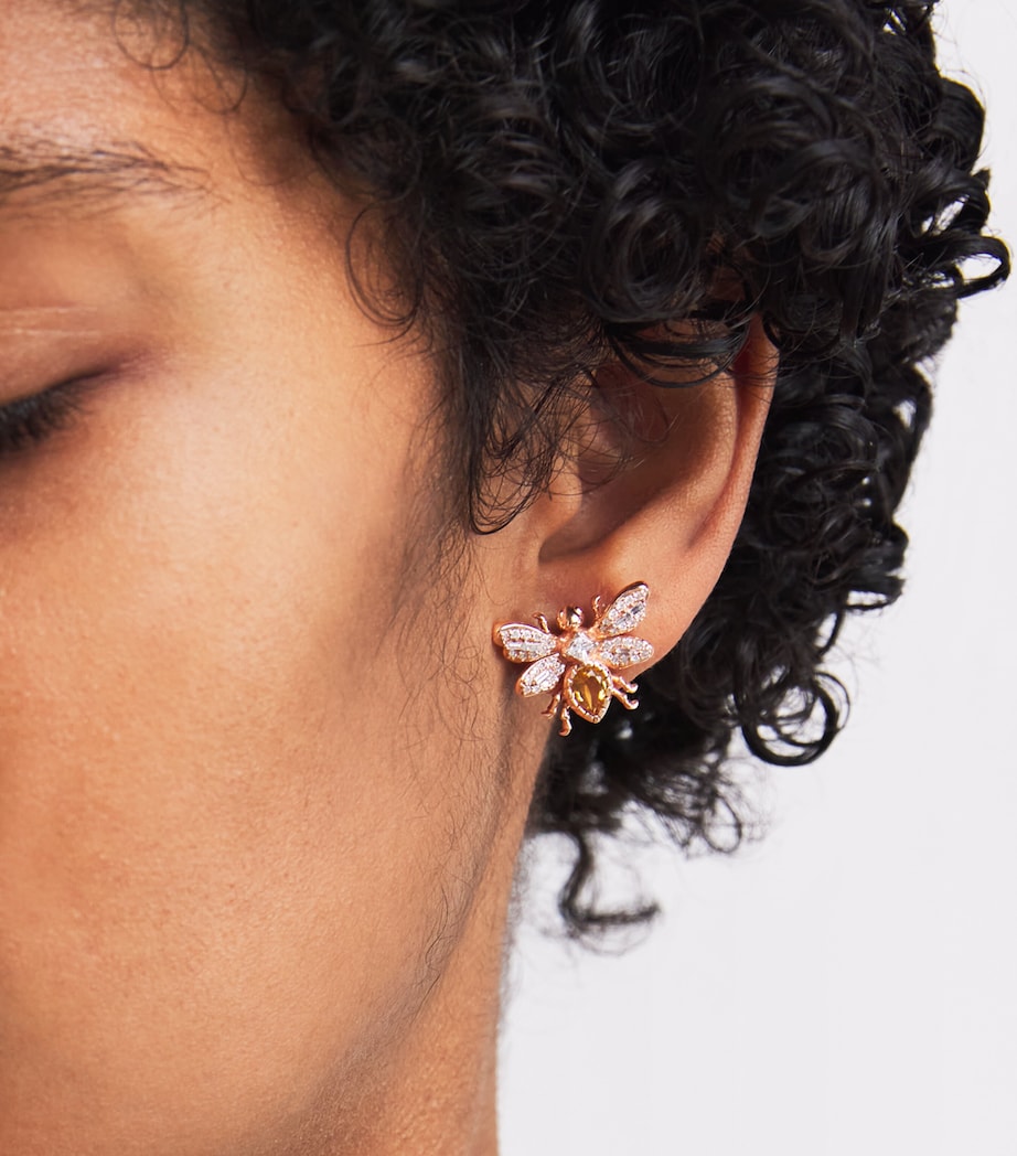 Rose Gold, Diamond and Citrine Queen Bee Bon Bon Stud Earrings ROSE GOLD Image 2