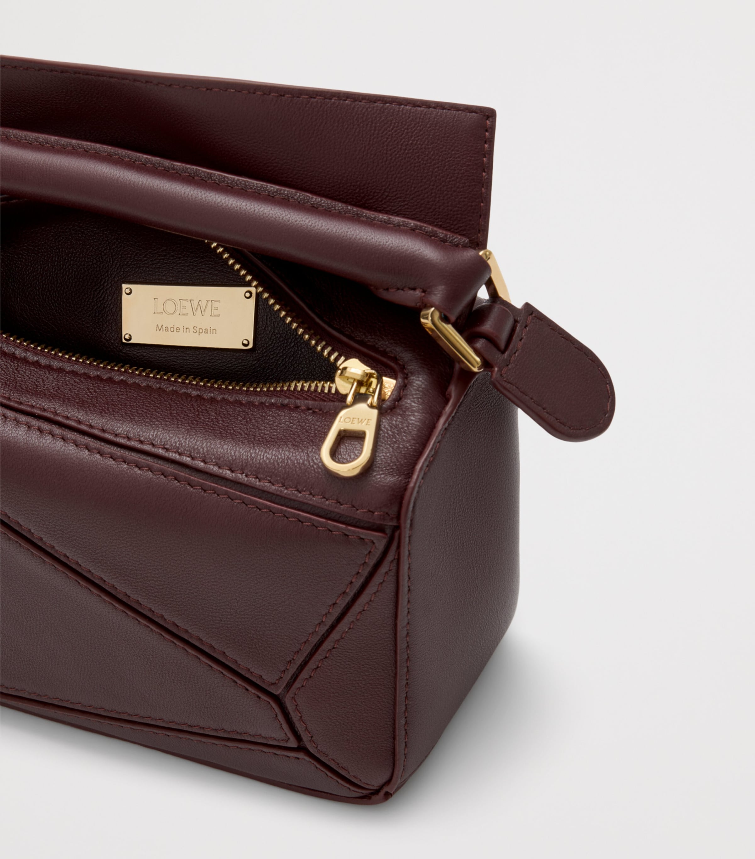 Mini Leather Puzzle Top-Handle Bag DARK BURGUNDY Image 7