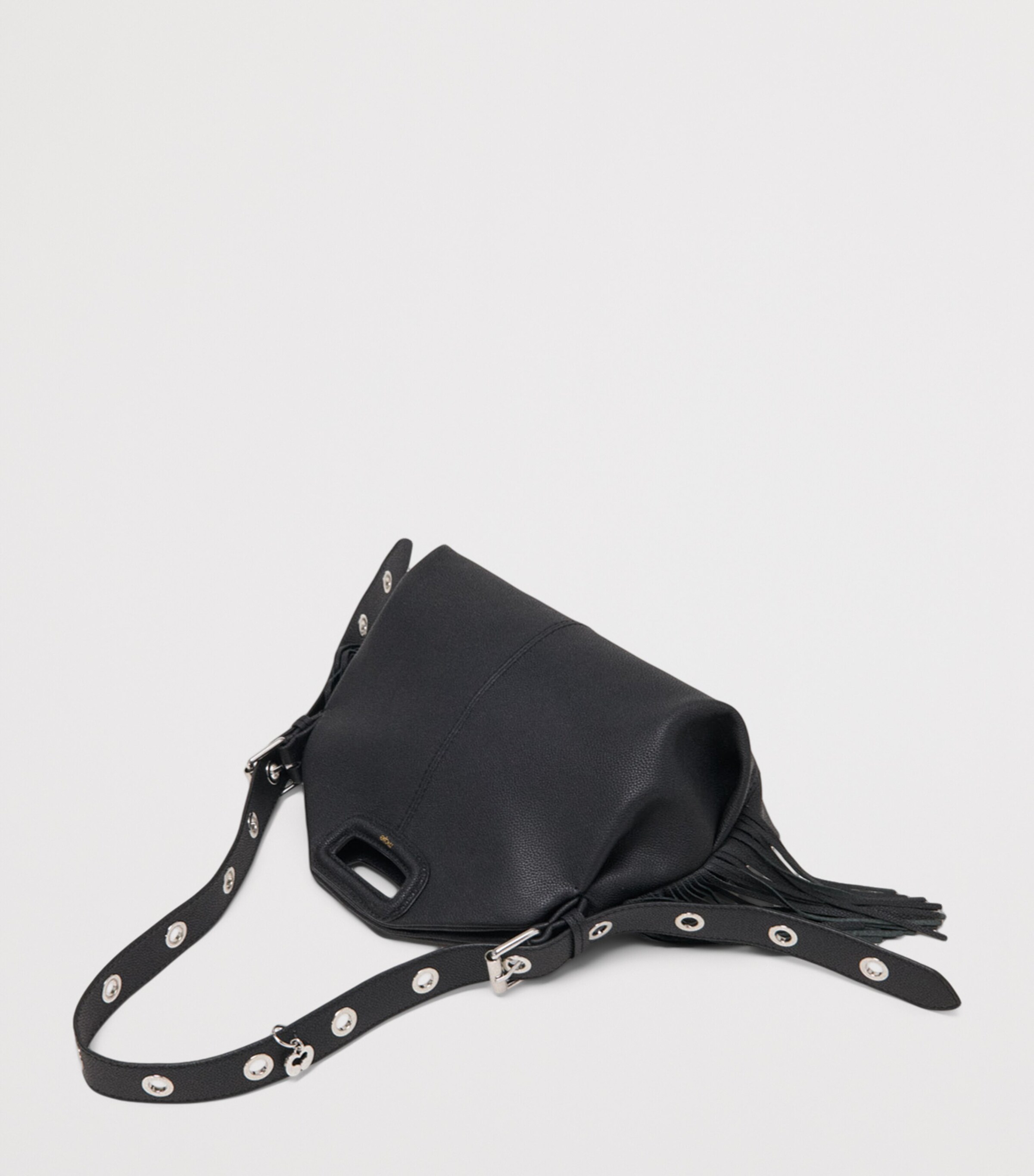 Maje Grained Leather Miss M Shoulder Bag Black Image 9