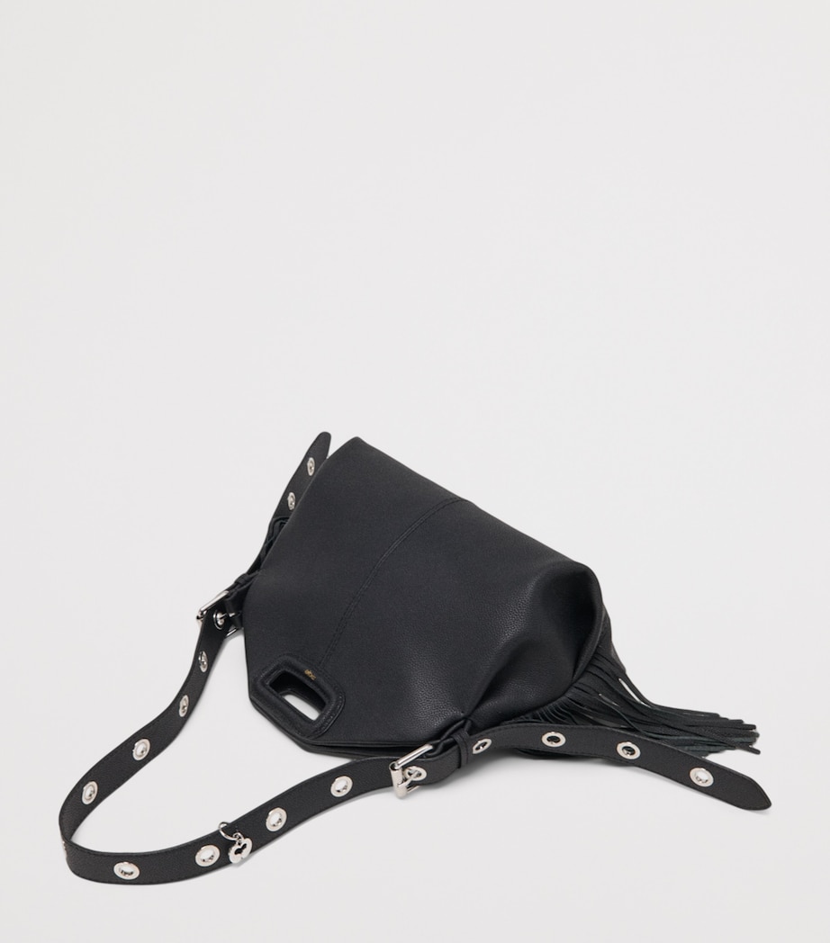 Maje Grained Leather Miss M Shoulder Bag Black Image 9