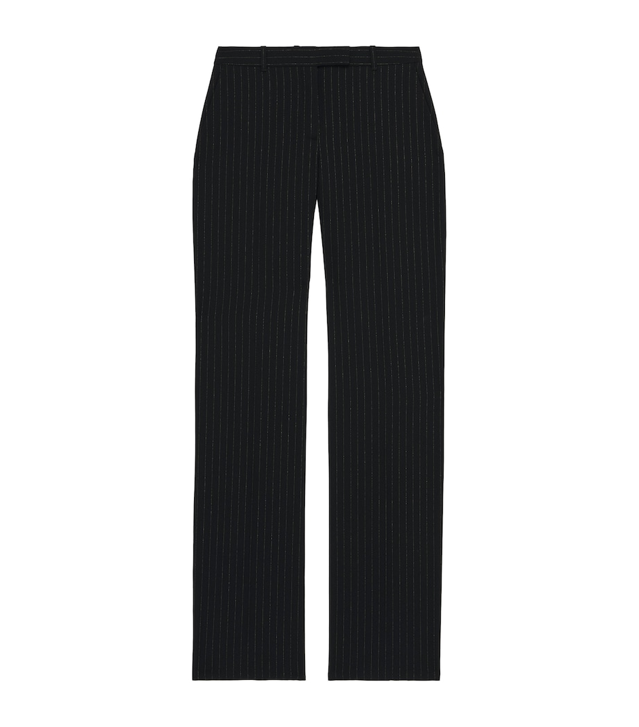 McQueen Womens Wool Embroidered Pinstripe Trousers Image 1