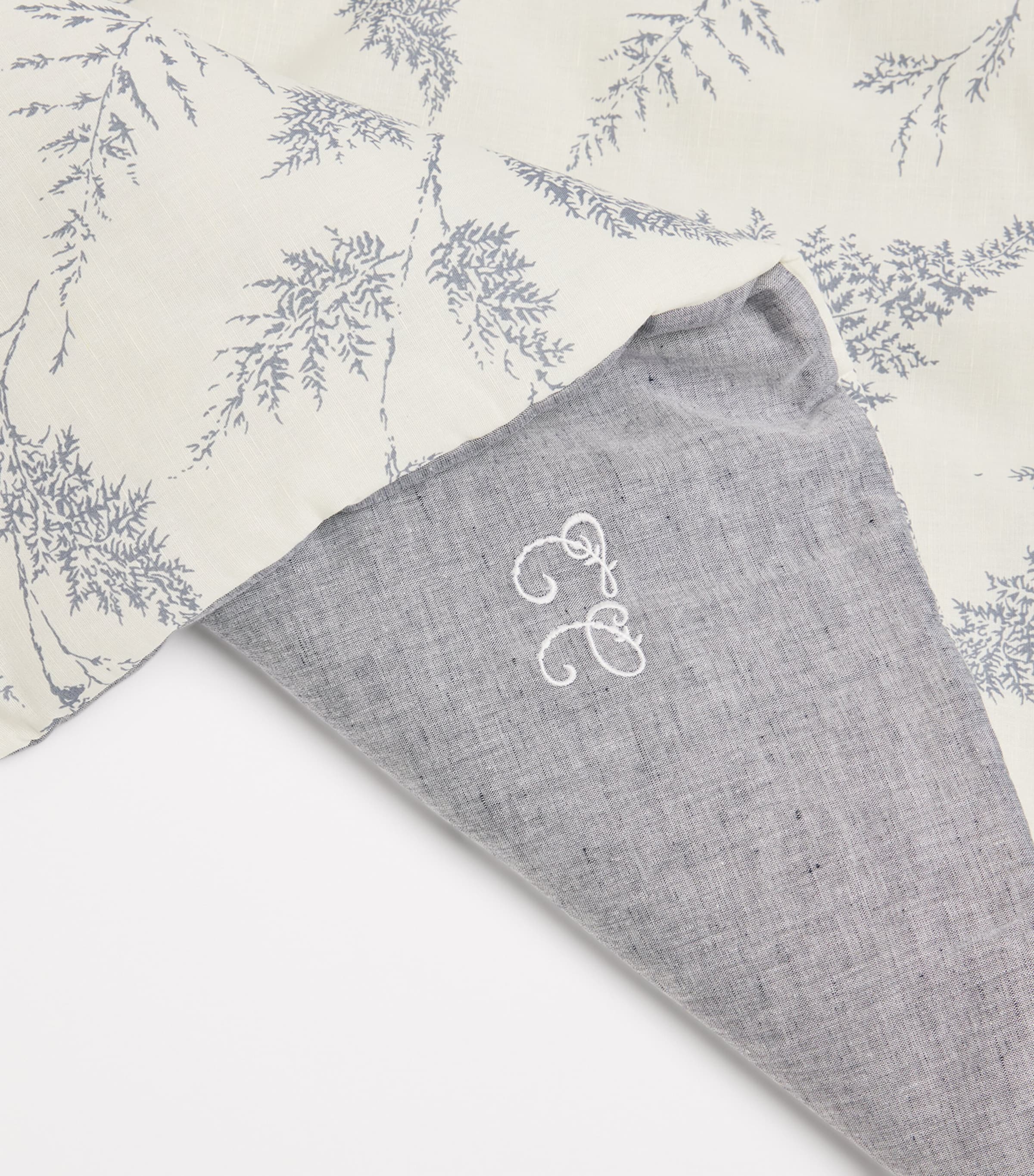 Linen-Cotton Patterned Blanket 50BLEU CHAMBRAY Image 2