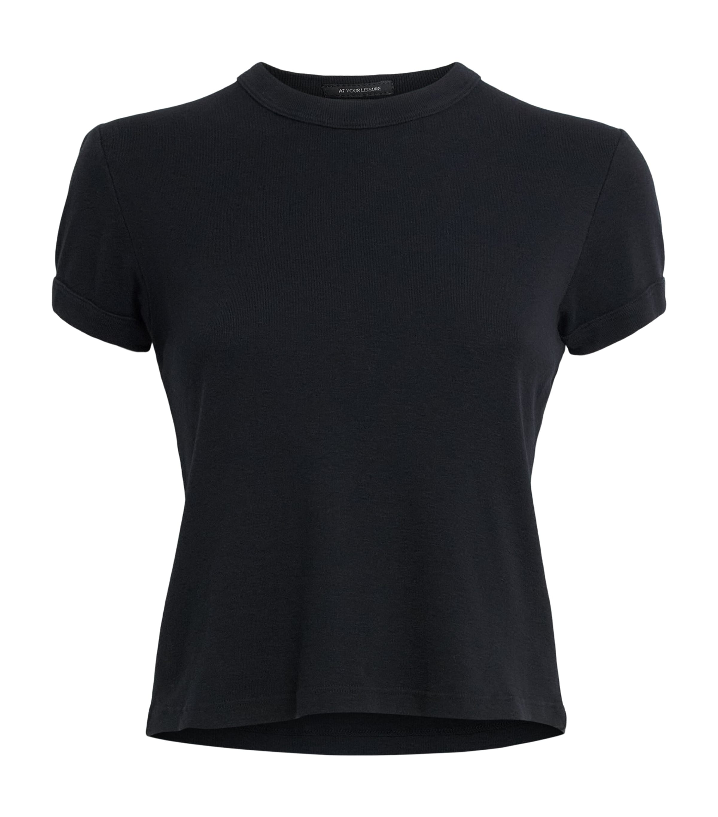 MOTHER Womens Cotton Itty Bitty Ringer T-Shirt Black Blk Image 1