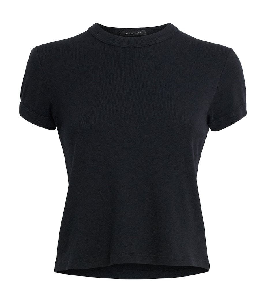 MOTHER Womens Cotton Itty Bitty Ringer T-Shirt Black Blk Image 1