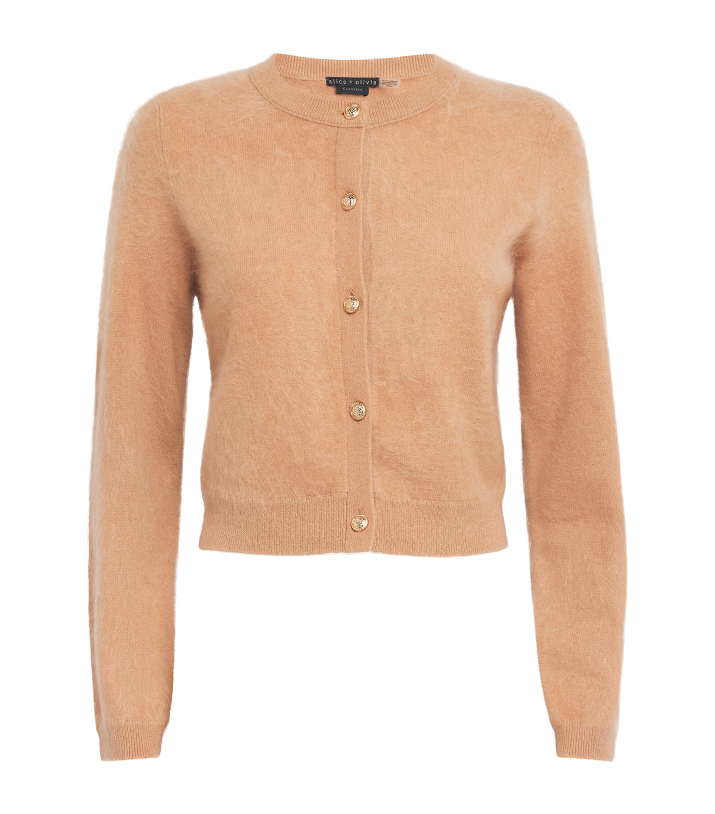 Alice+Olivia Womens Brushed Cashmere-Blend Cardigan Light Praline Image 1