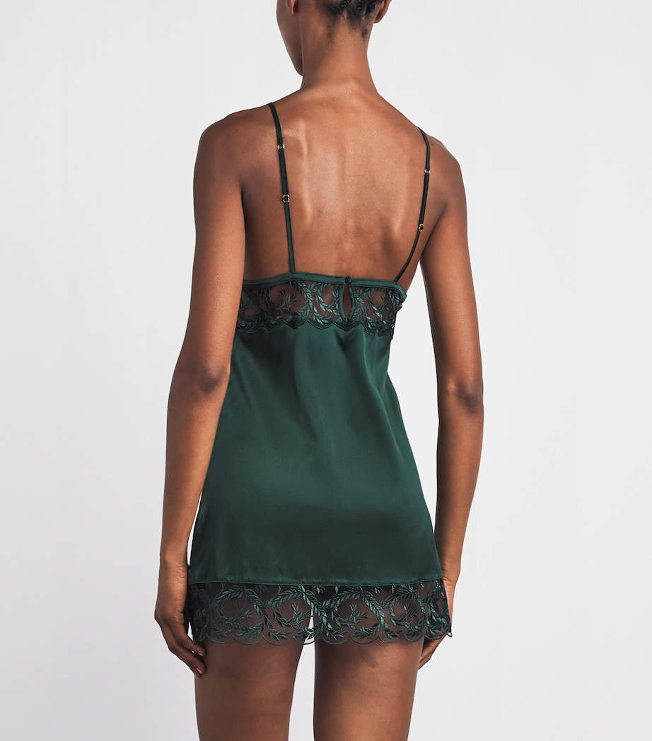 Coco De Mer Womens Lace Arletta Slip Dress Emerald Image 3