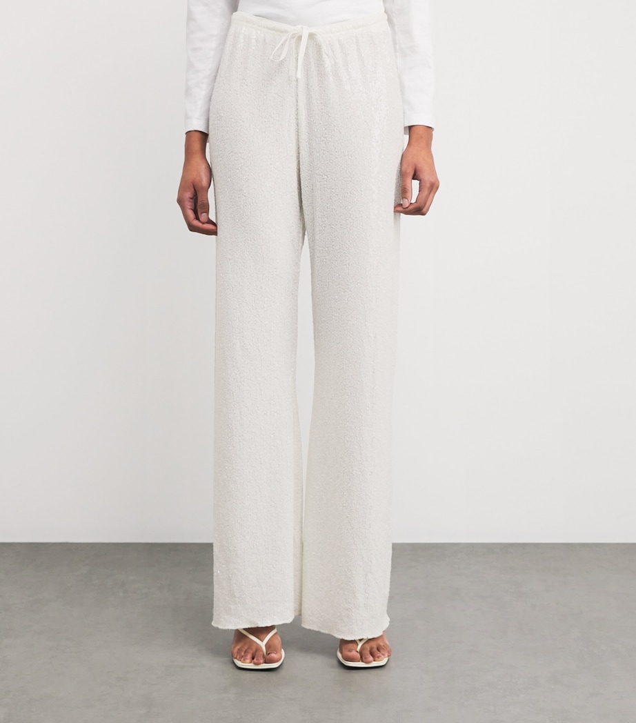 Sequinned Straight Trousers WHITE Image 3