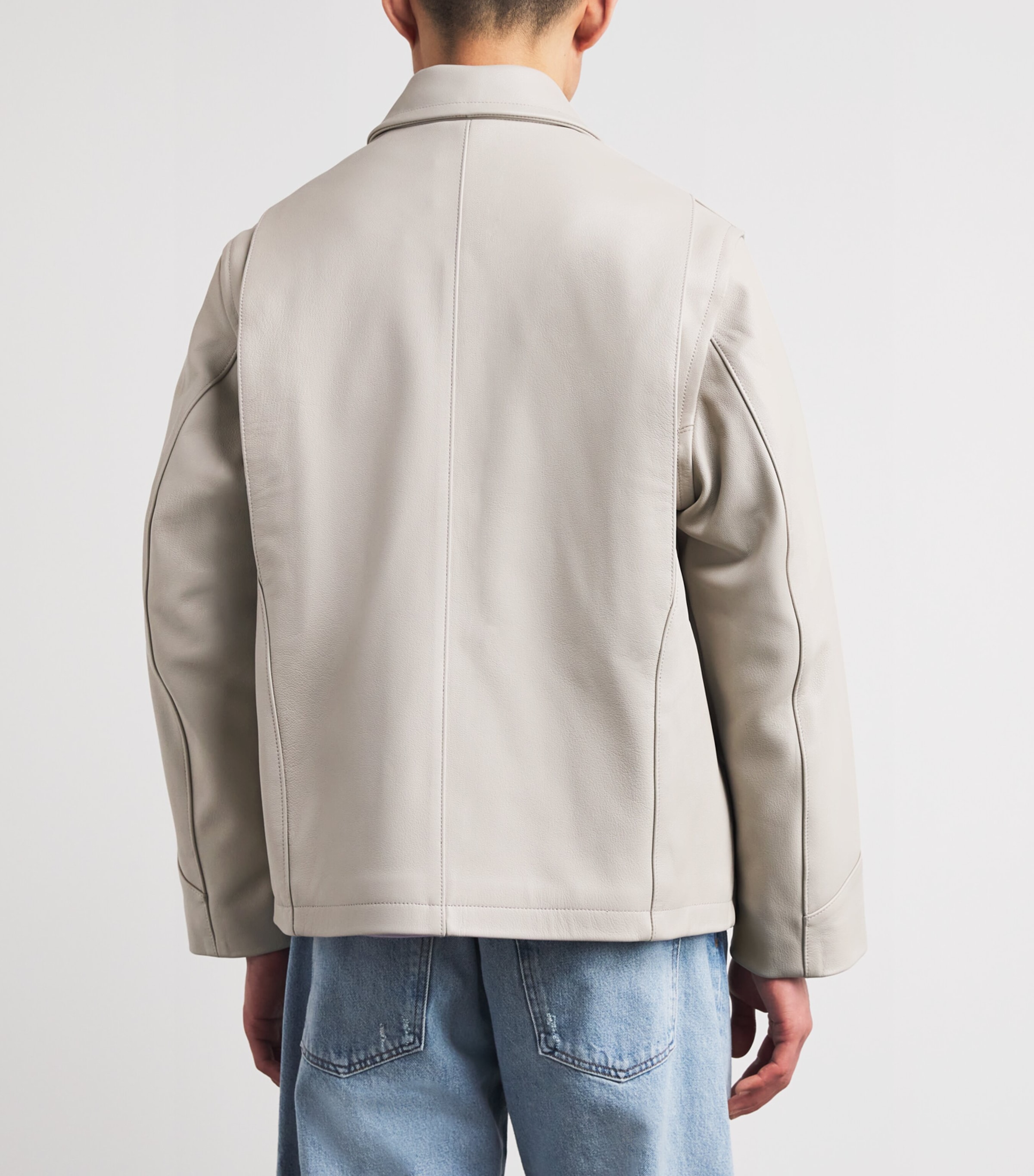AGOLDE Mens Chadwick Leather Jacket Bone (lt Sand) Image 5