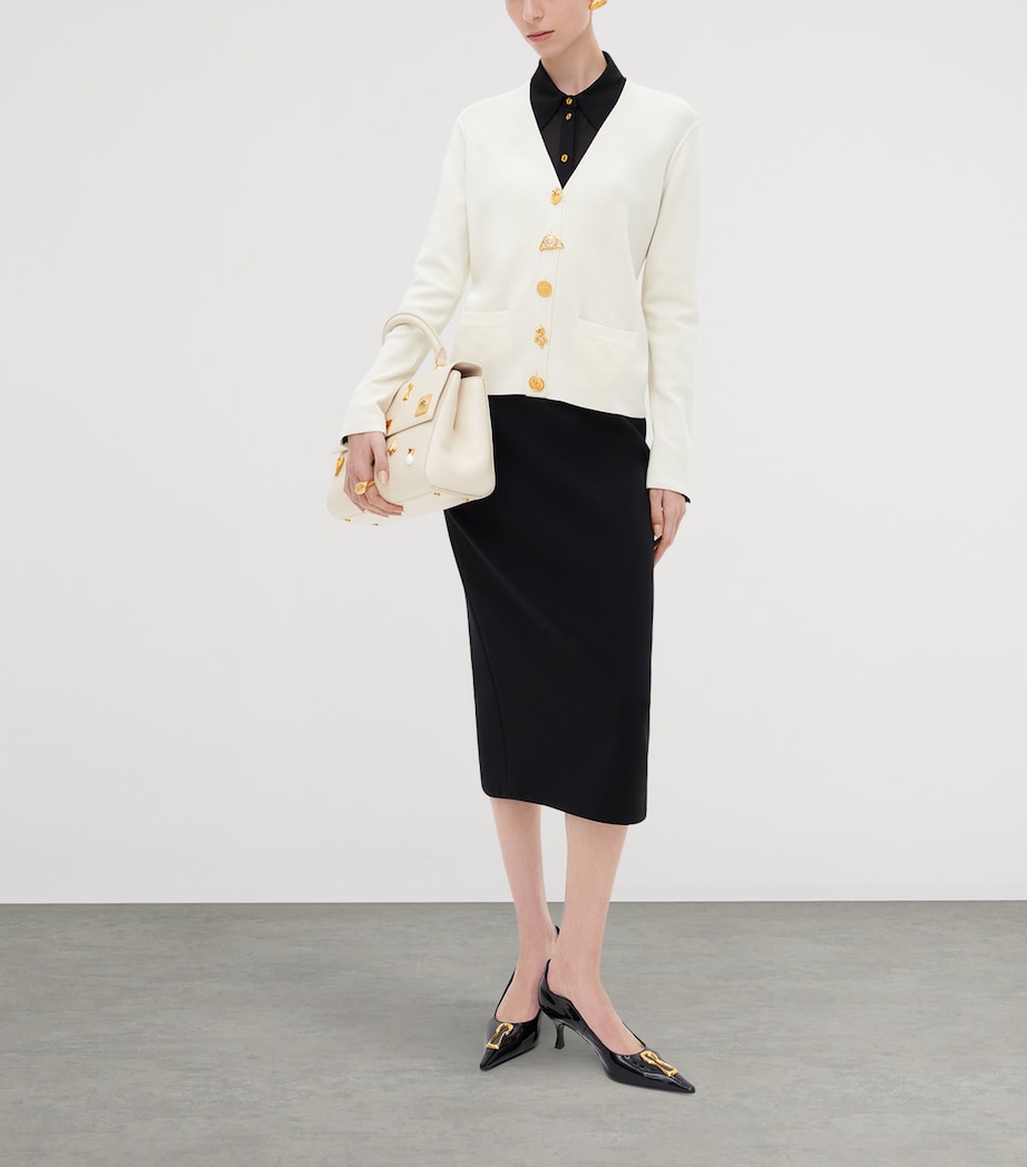 Schiaparelli Womens Cashmere-Blend Anatomy Cardigan Ecru Image 2
