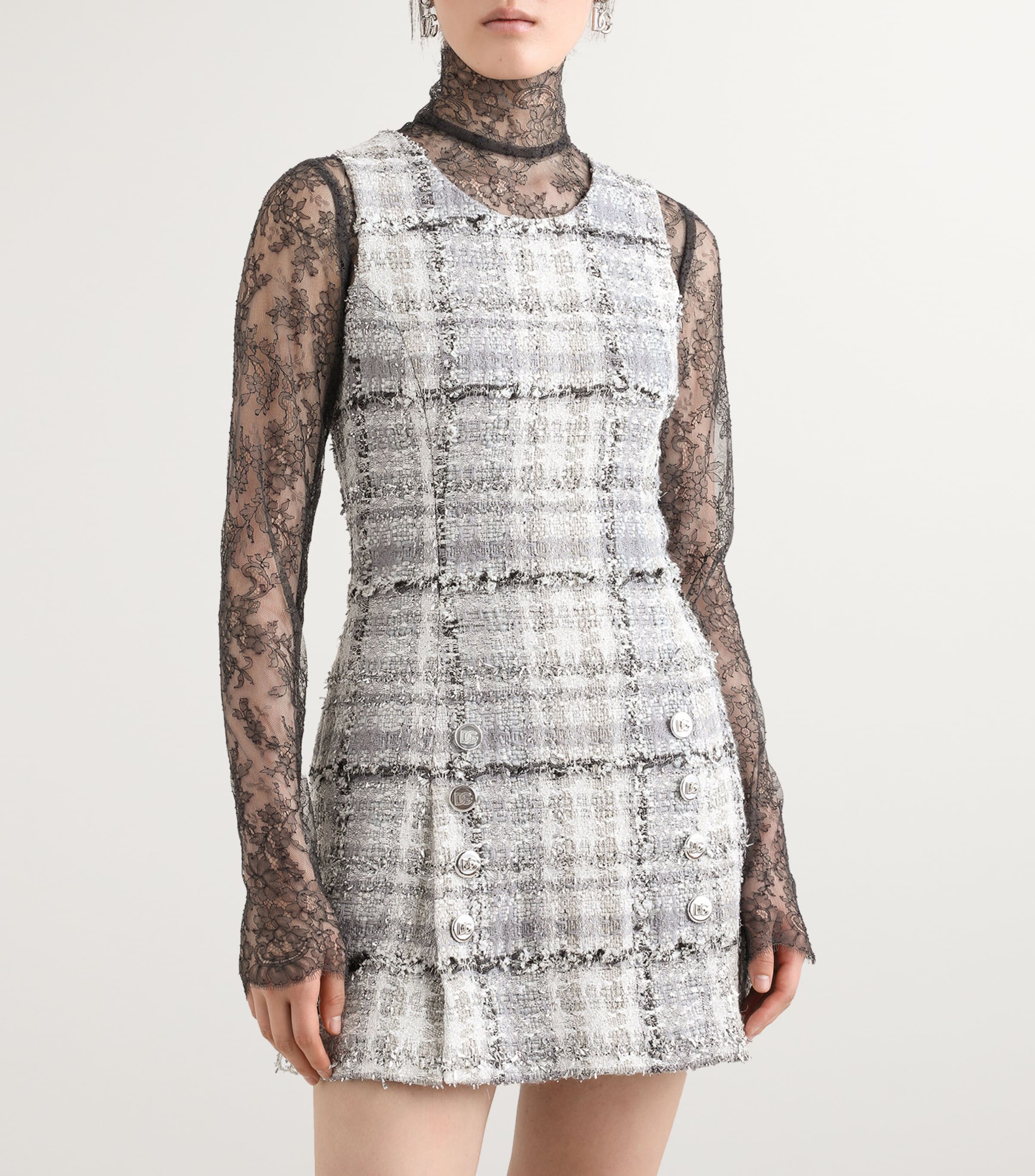 Tweed Mini Dress S8100-CHECK-TARTAN Image 3