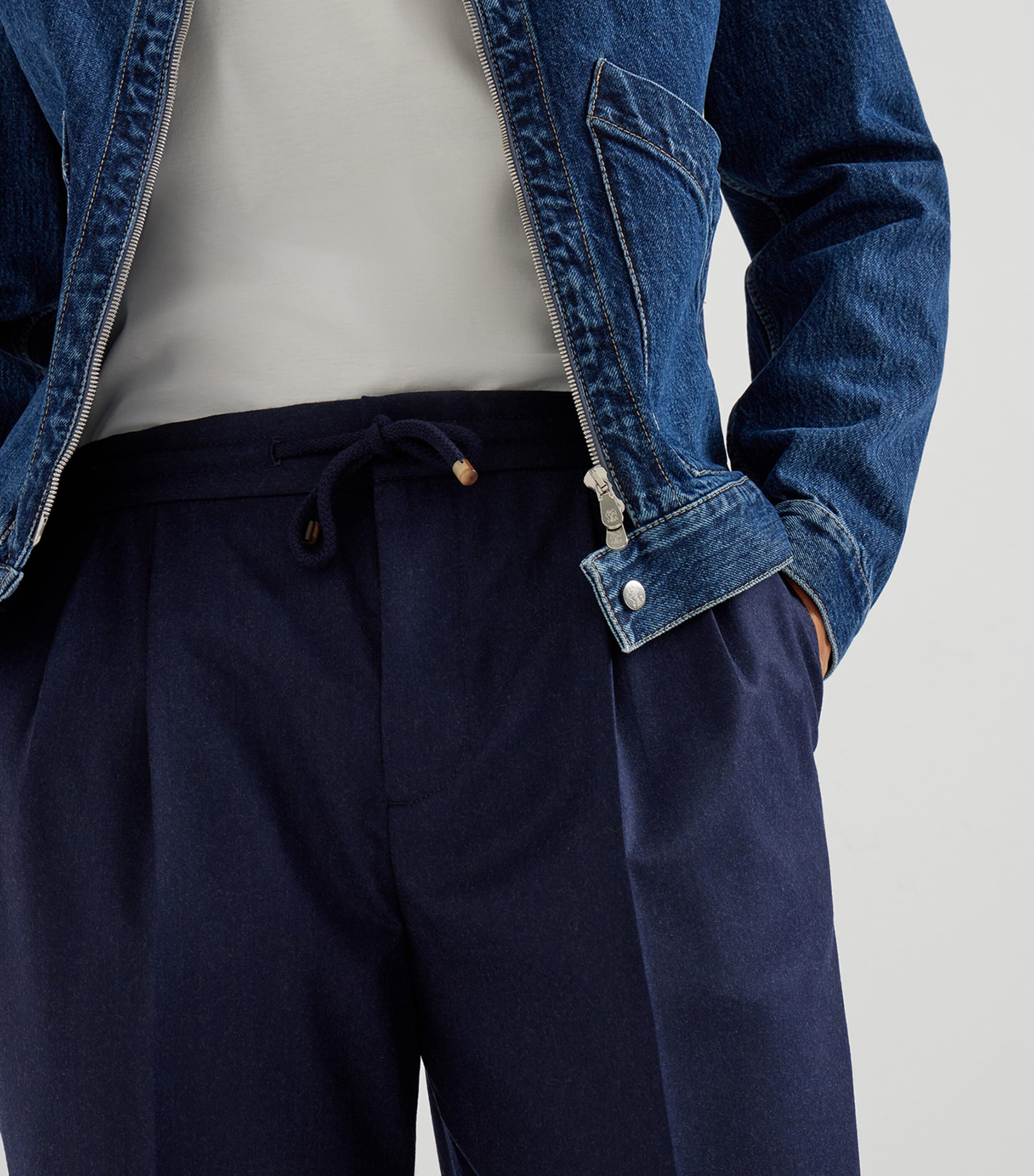 Virgin Wool Drawstring Leisure Trousers C396 Image 5