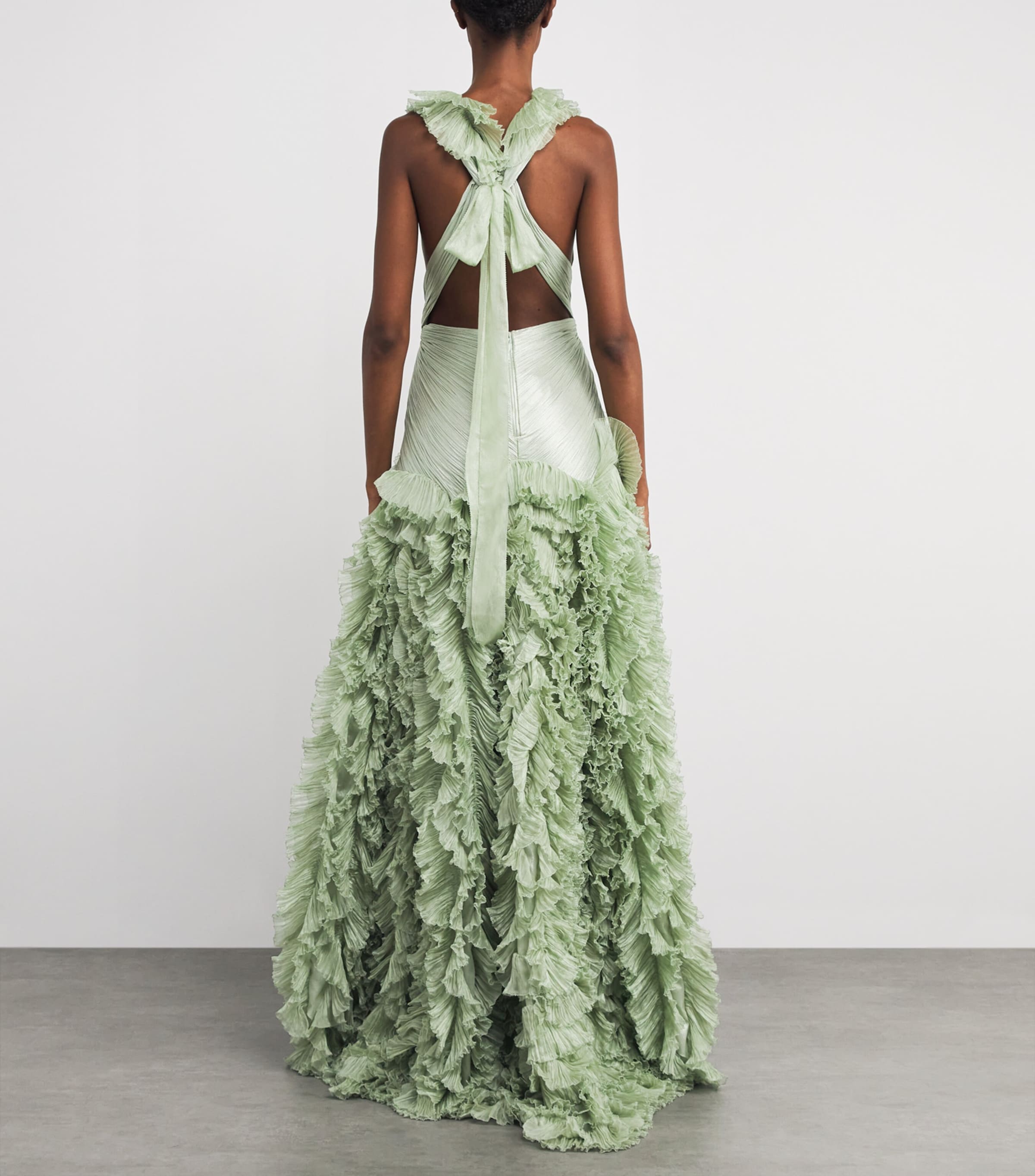 Silk Ruffle Margaret Gown AQUA Image 3