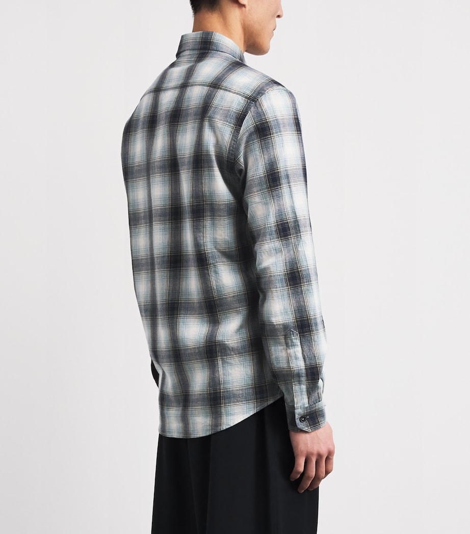 Barena Mens Cotton Check Shirt Navy Image 5