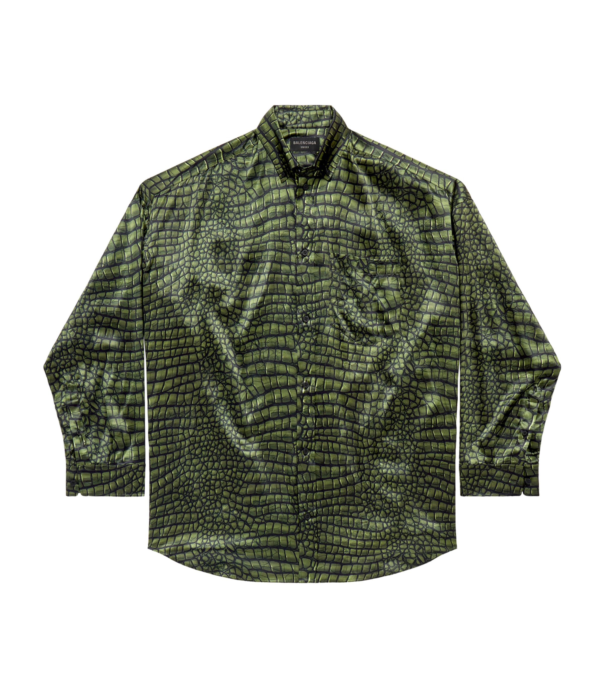 Shop Balenciaga Silk Cocoon Long-sleeve Shirt In Brown
