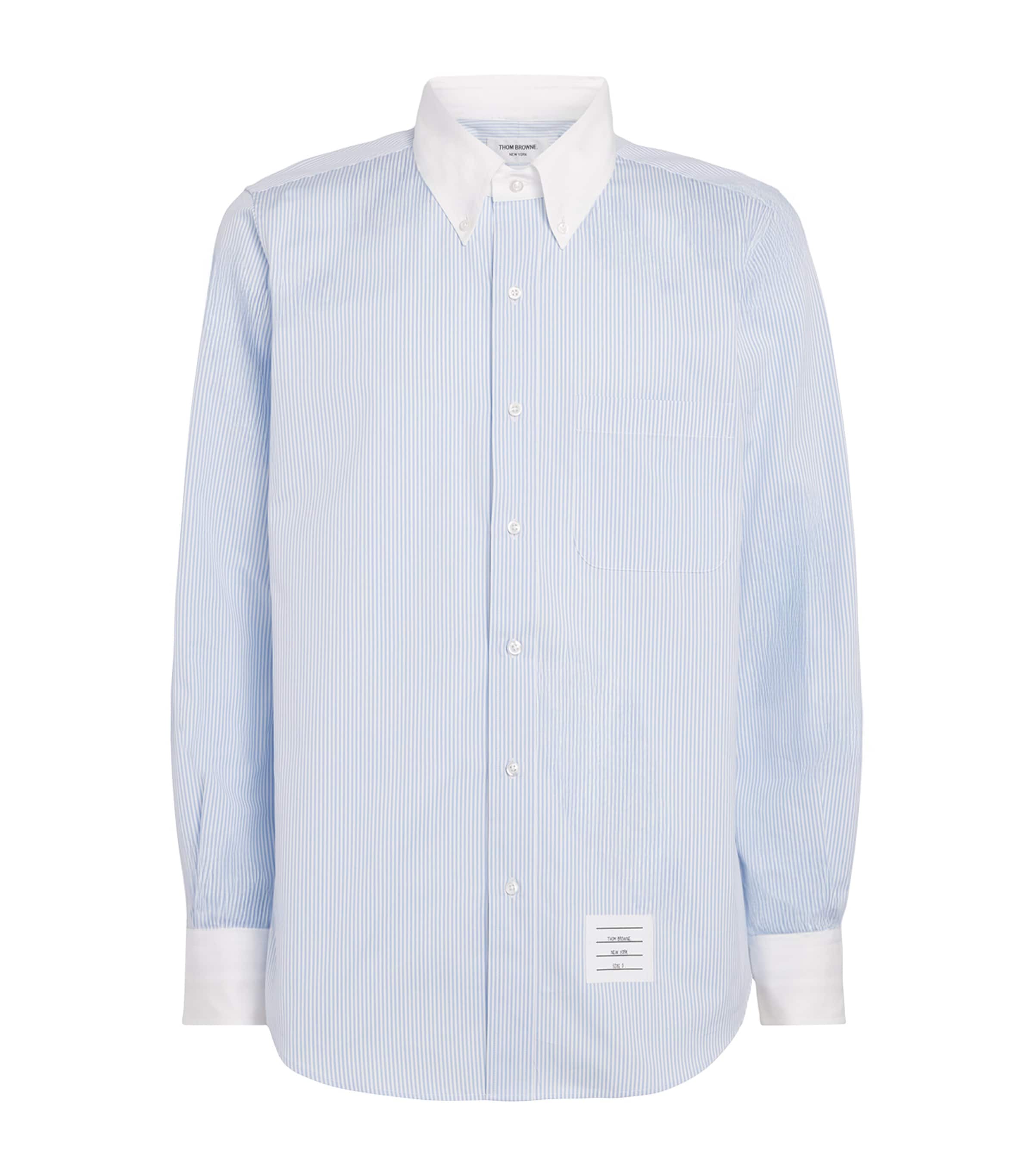 Thom Browne Cotton Stripe Shirt In Blue