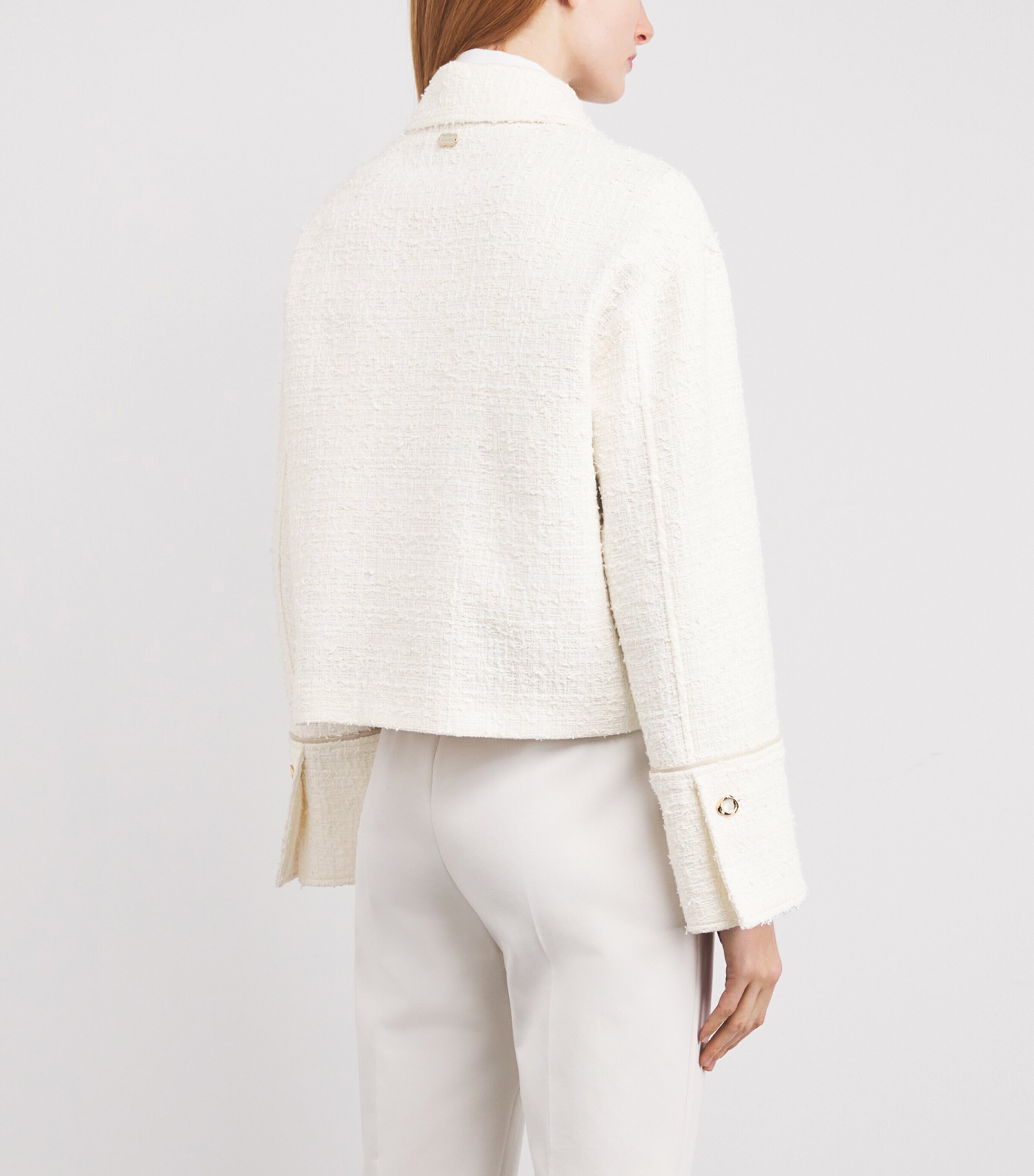 Agnona Womens Tweed Cropped Jacket Ivory Butter Image 4