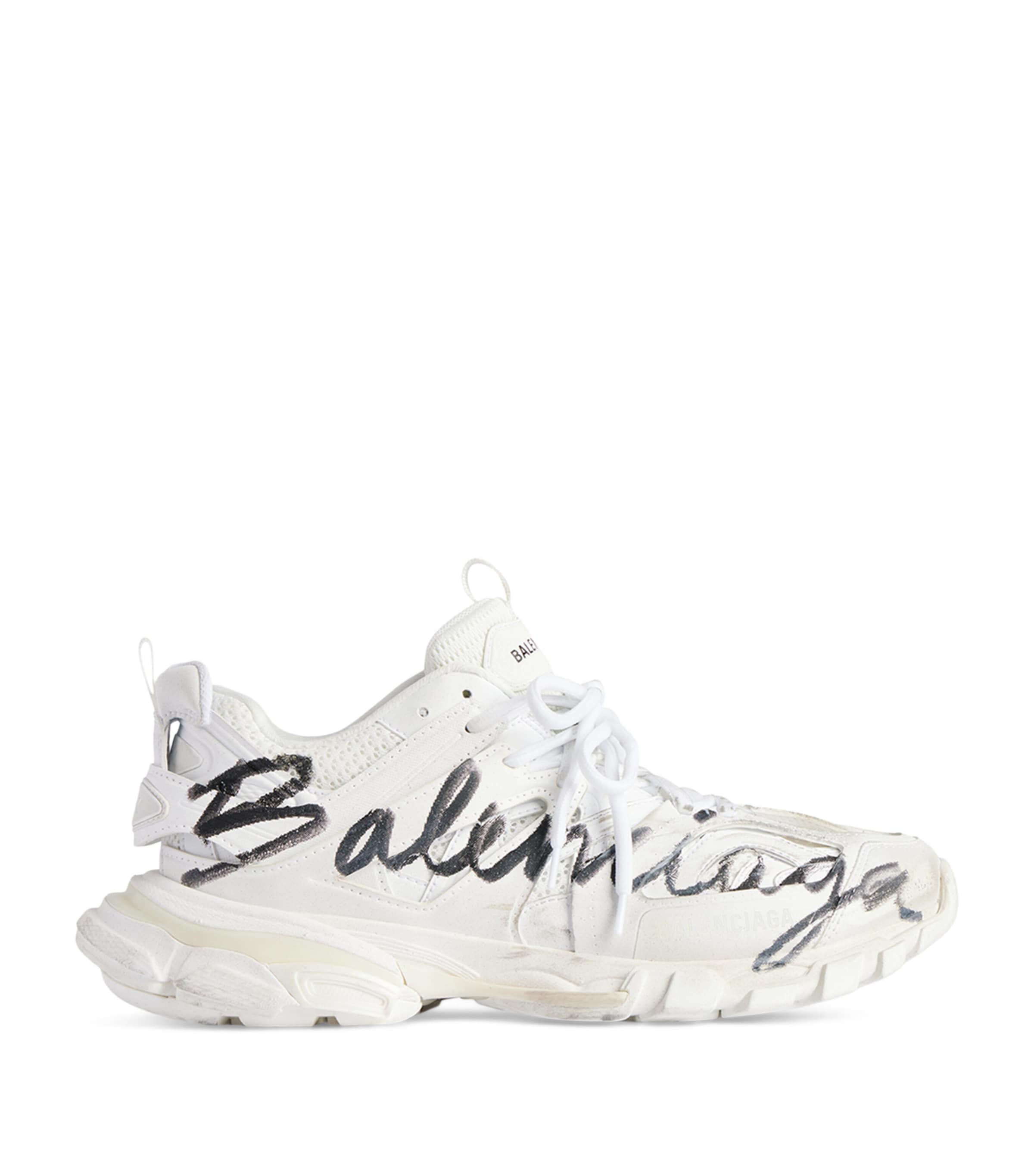 Balenciaga Track Signature Sneakers In White