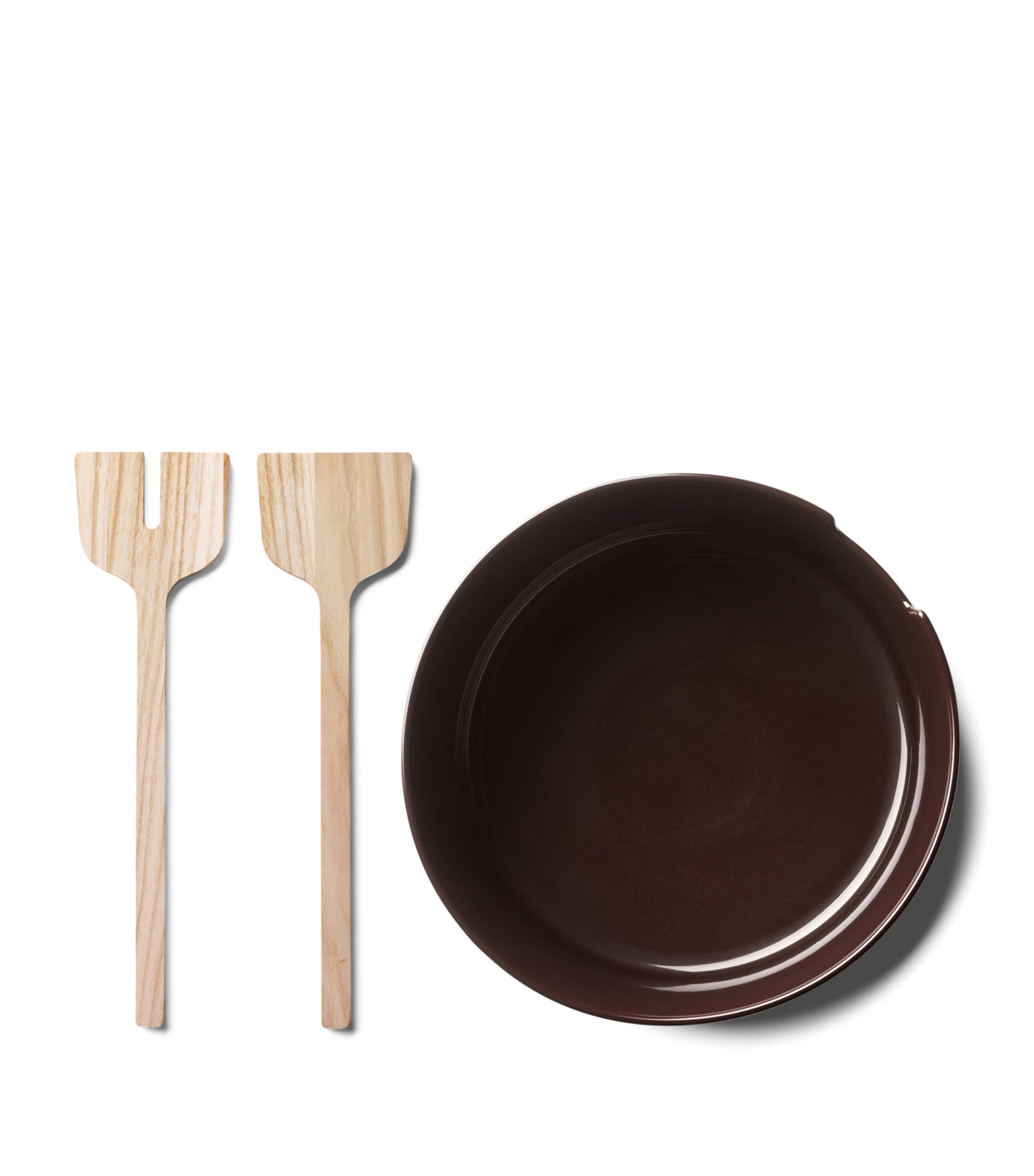 Porcelain Collective Salad Bowl and Servers (26cm) MOCHA Image 4