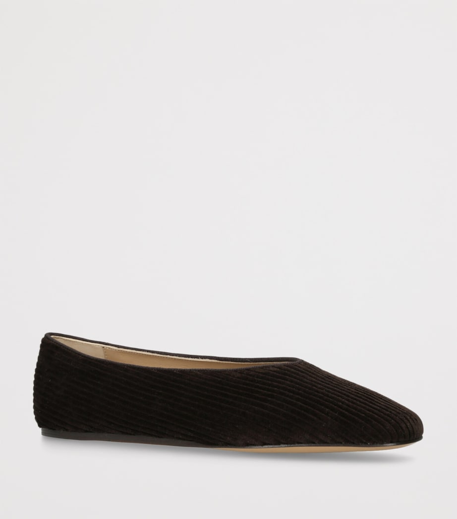 Corduroy Regency Ballet Flats DARK BROWN Image 3
