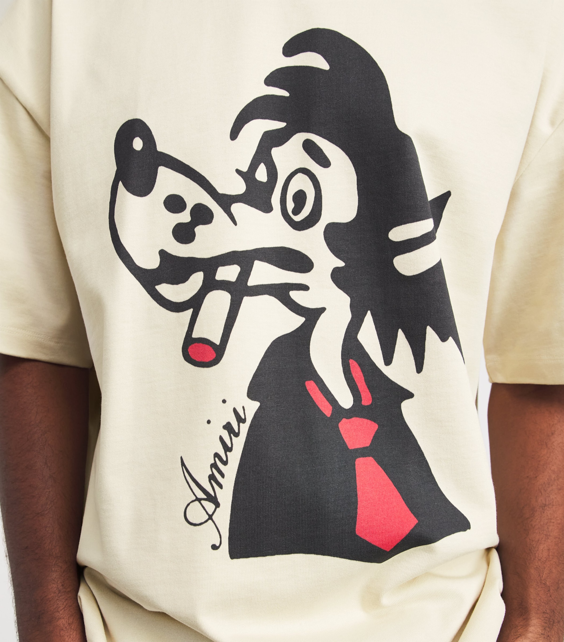 AMIRI Mens Cotton Smoking Wolf T-Shirt Alabaster Image 3