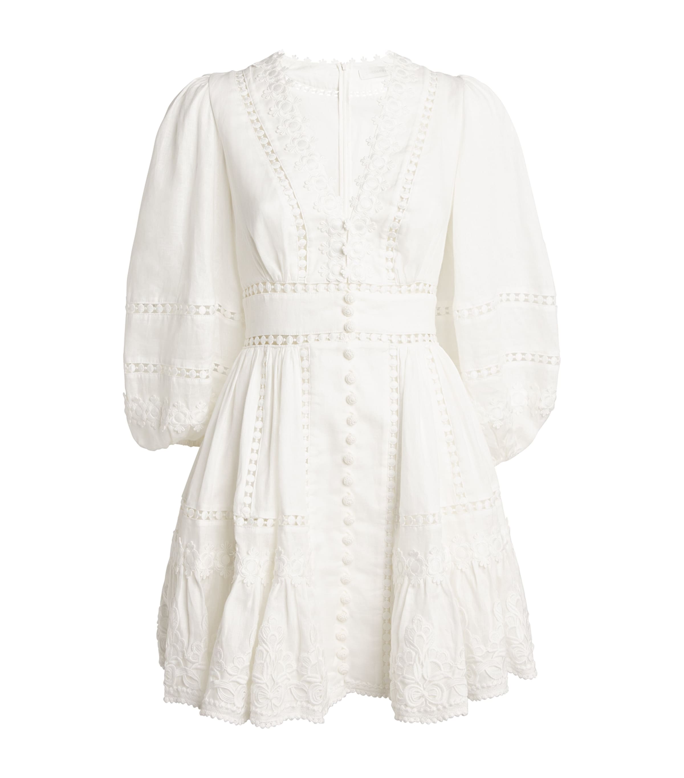 Shop Zimmermann Linen Pop Mini Dress In Ivory