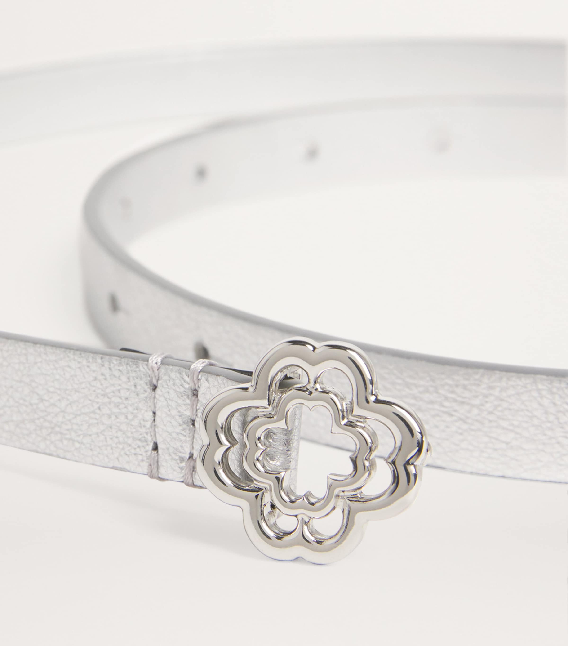 Metallic Leather Belt SILVER Image 6