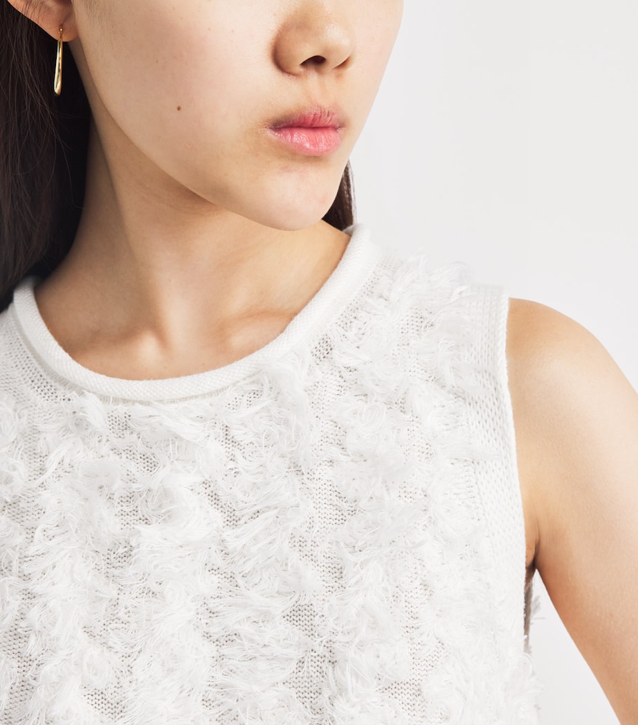 Lauren Manoogian Womens Cotton-Linen Tufted Sweater Vest Bone Image 3