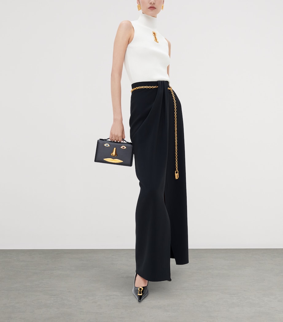 Schiaparelli Leather Face Clutch Bag Black Image 2