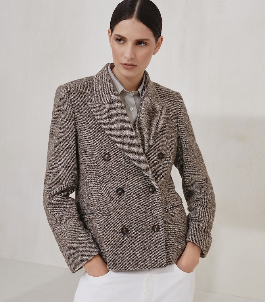 Virgin Wool-Silk Mélange Cropped Blazer C6321 Image 2