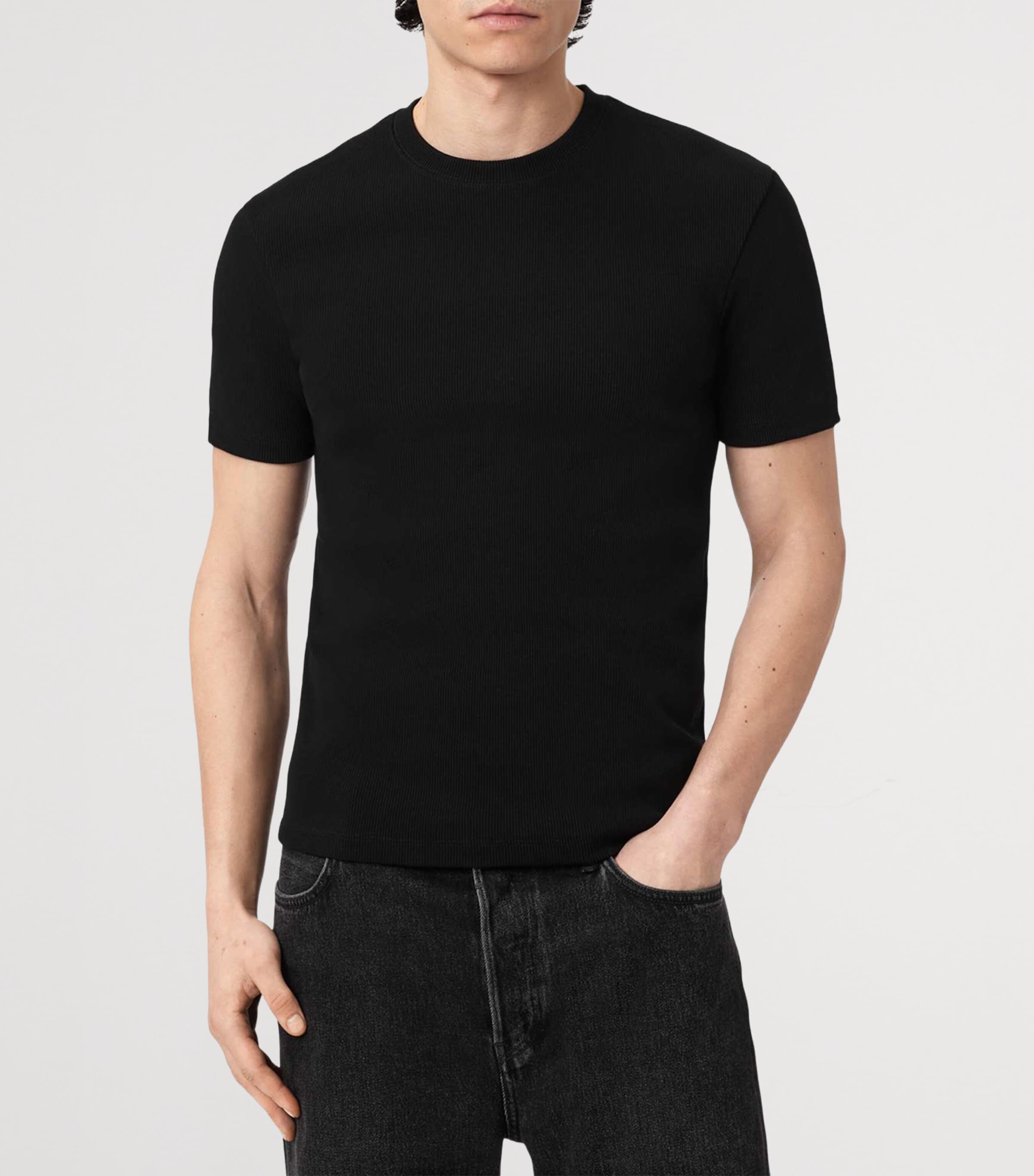 AllSaints Mens Organic Cotton-BlendTheo T-Shirt Black Image 3