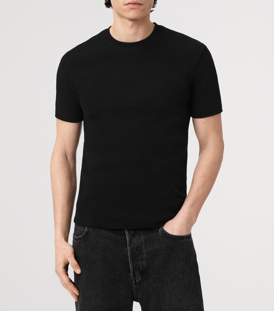 AllSaints Mens Organic Cotton-BlendTheo T-Shirt Black Image 3