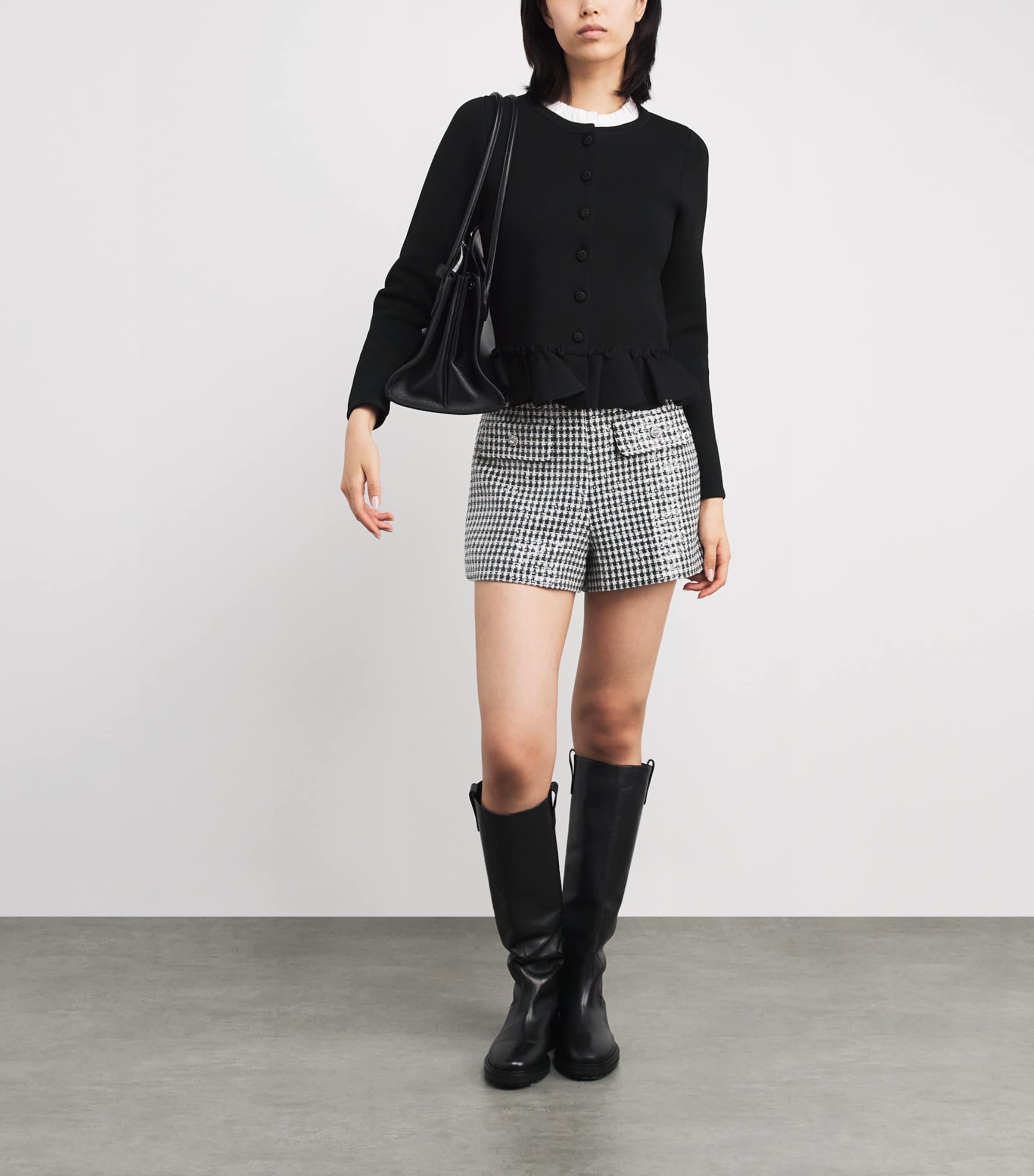 Sandro Paris Womens Detachable-Collar Peplum Cardigan Black Image 2