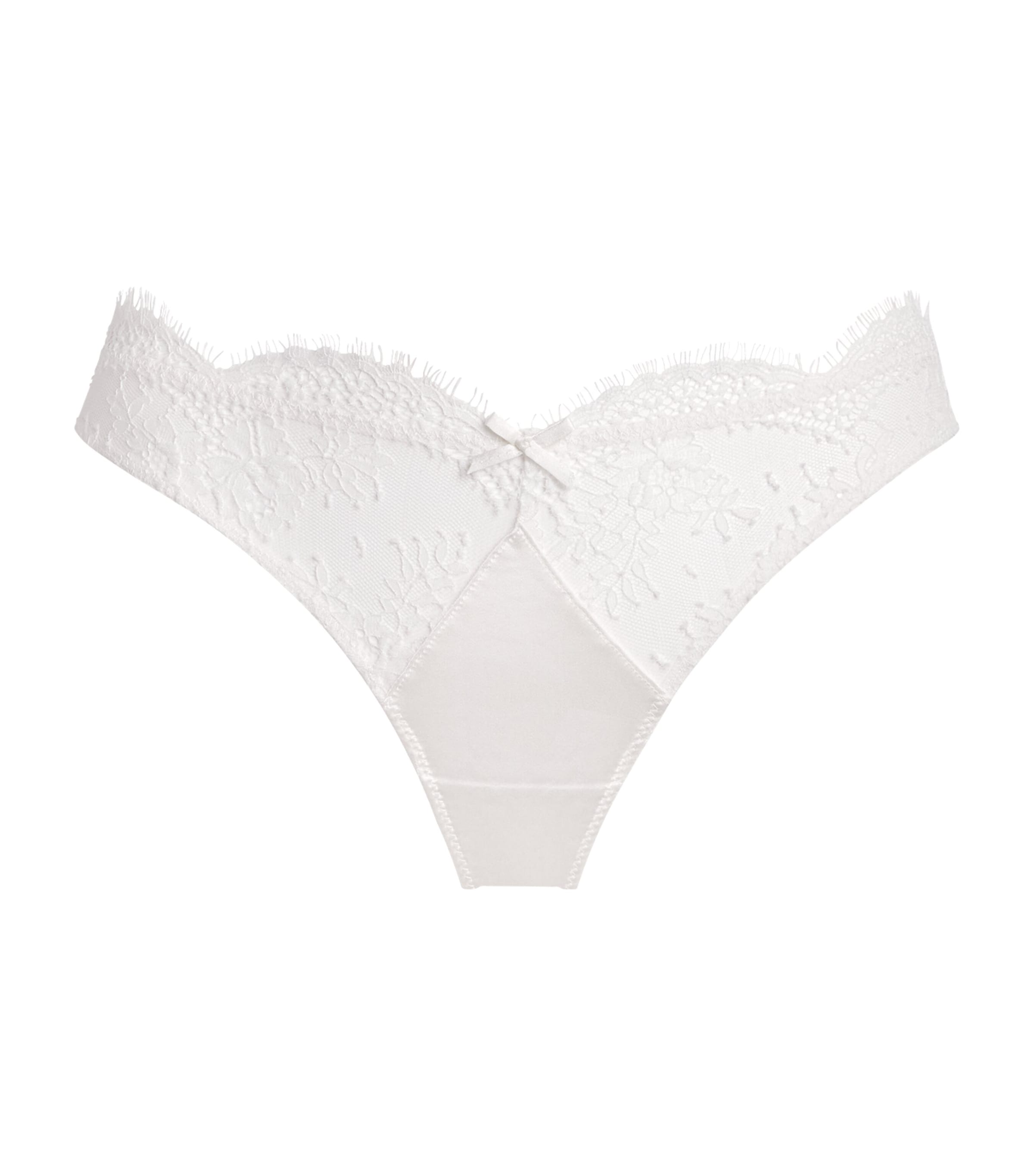 Fleur Du Mal Womens Lace Frankie Thong Ivory Image 1