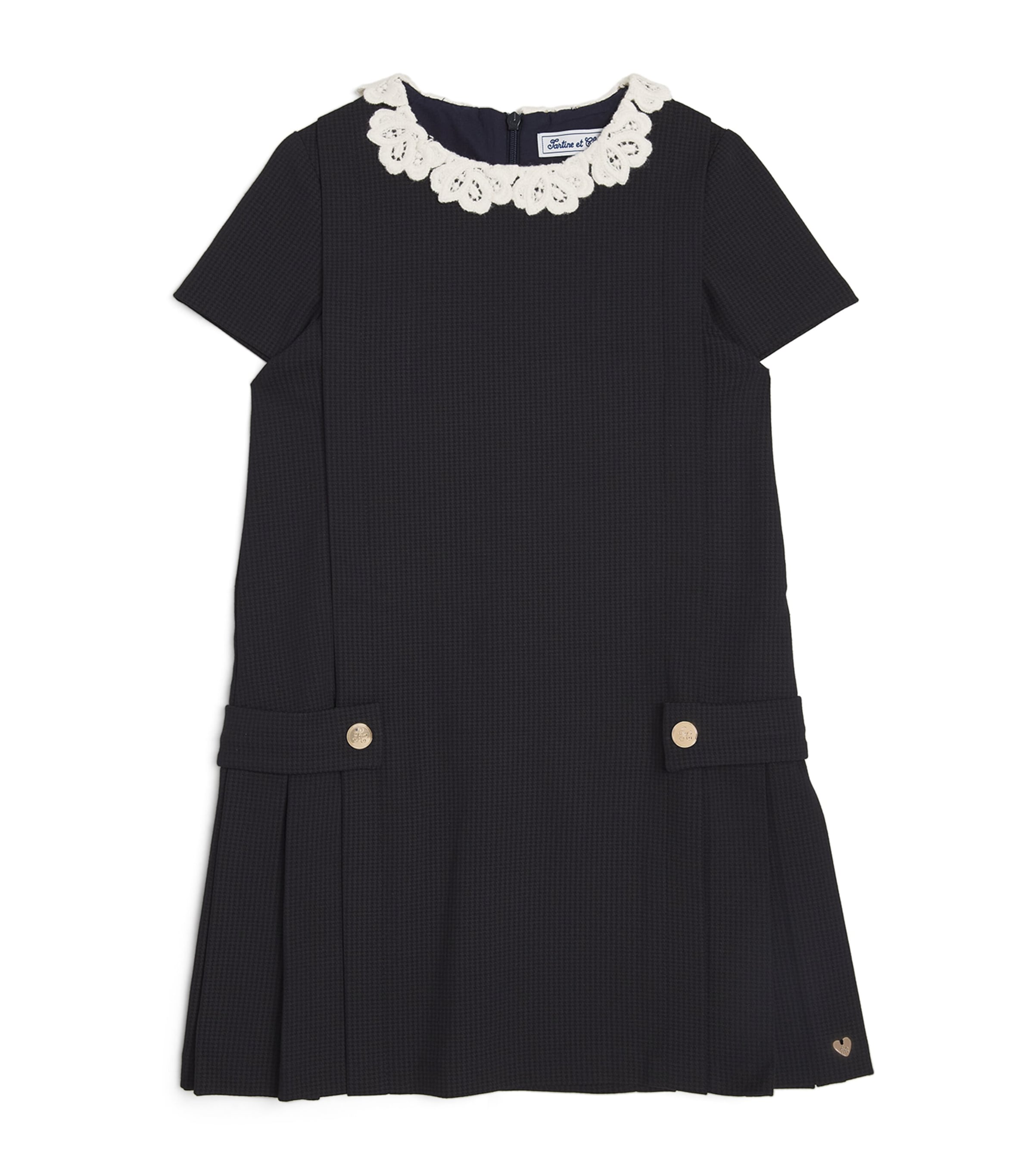 Shop Tartine Et Chocolat Lace-collar Dress In Navy