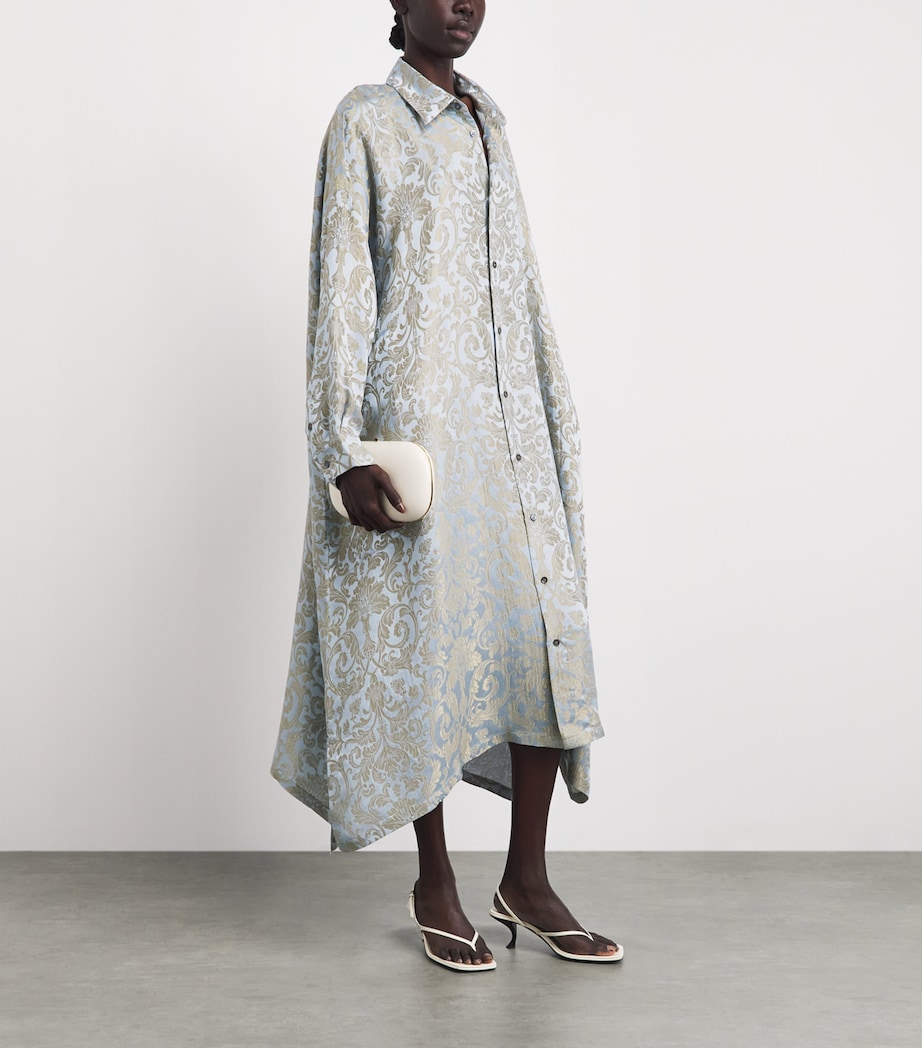 Eskandar Womens Wide A-Line Midi Shirt Dress Brgtnbl Image 2