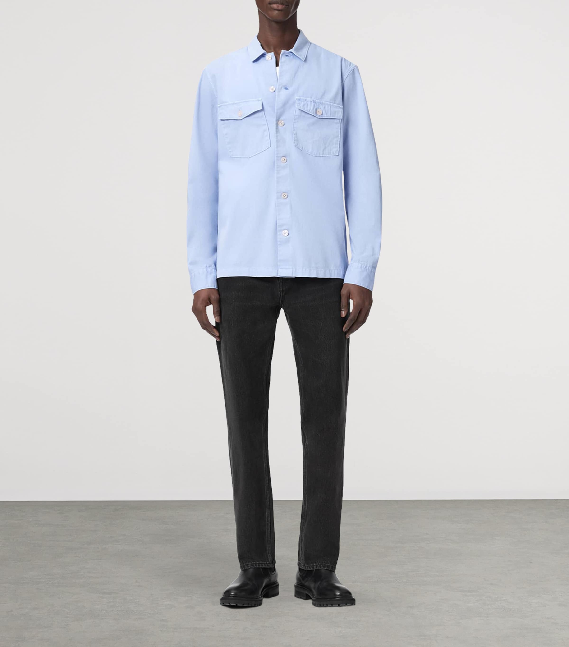 AllSaints Mens Cotton Spotter Overshirt Villa Blue Image 2