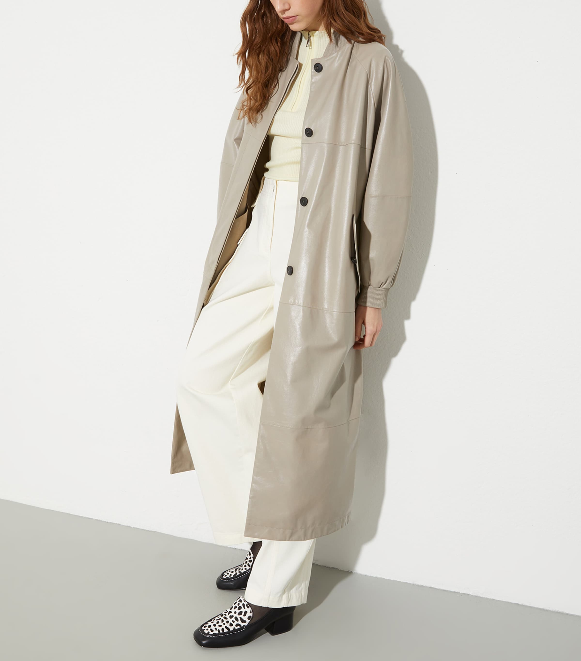 Leather Trench Coat GREY Image 4