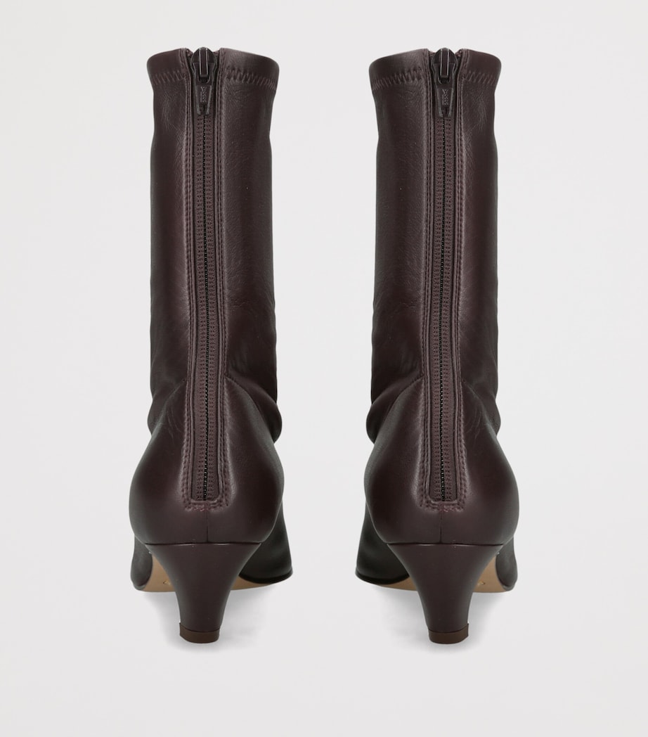 Khaite Leather Arizona Ankle Boots 40 Wine Image 4