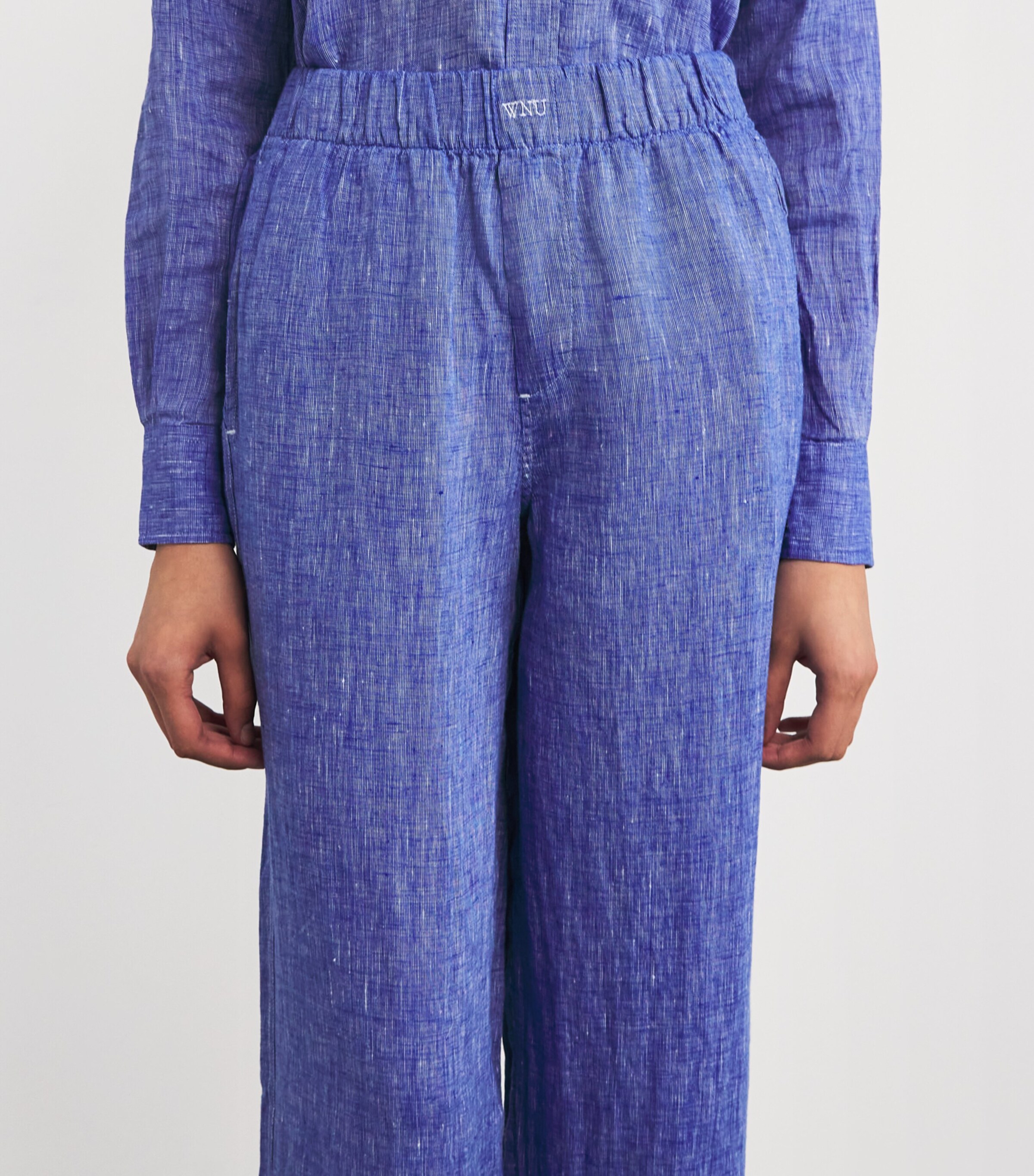 With Nothing Underneath Womens Linen The Palazzo Trousers Lapis Blue Image 6