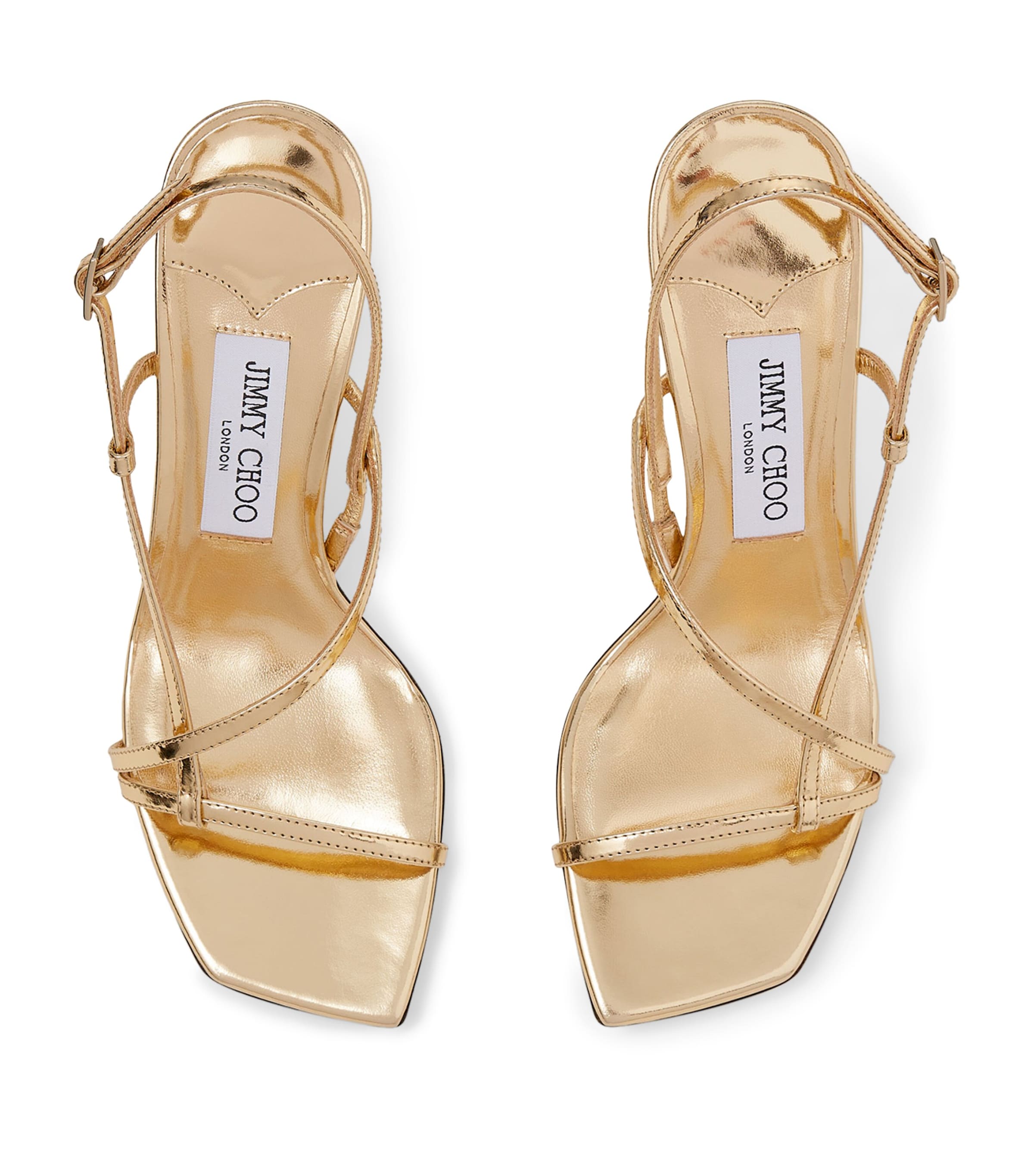 Jimmy Choo Etana 80 Metallic Leather Heeled Sandals | Harrods UK