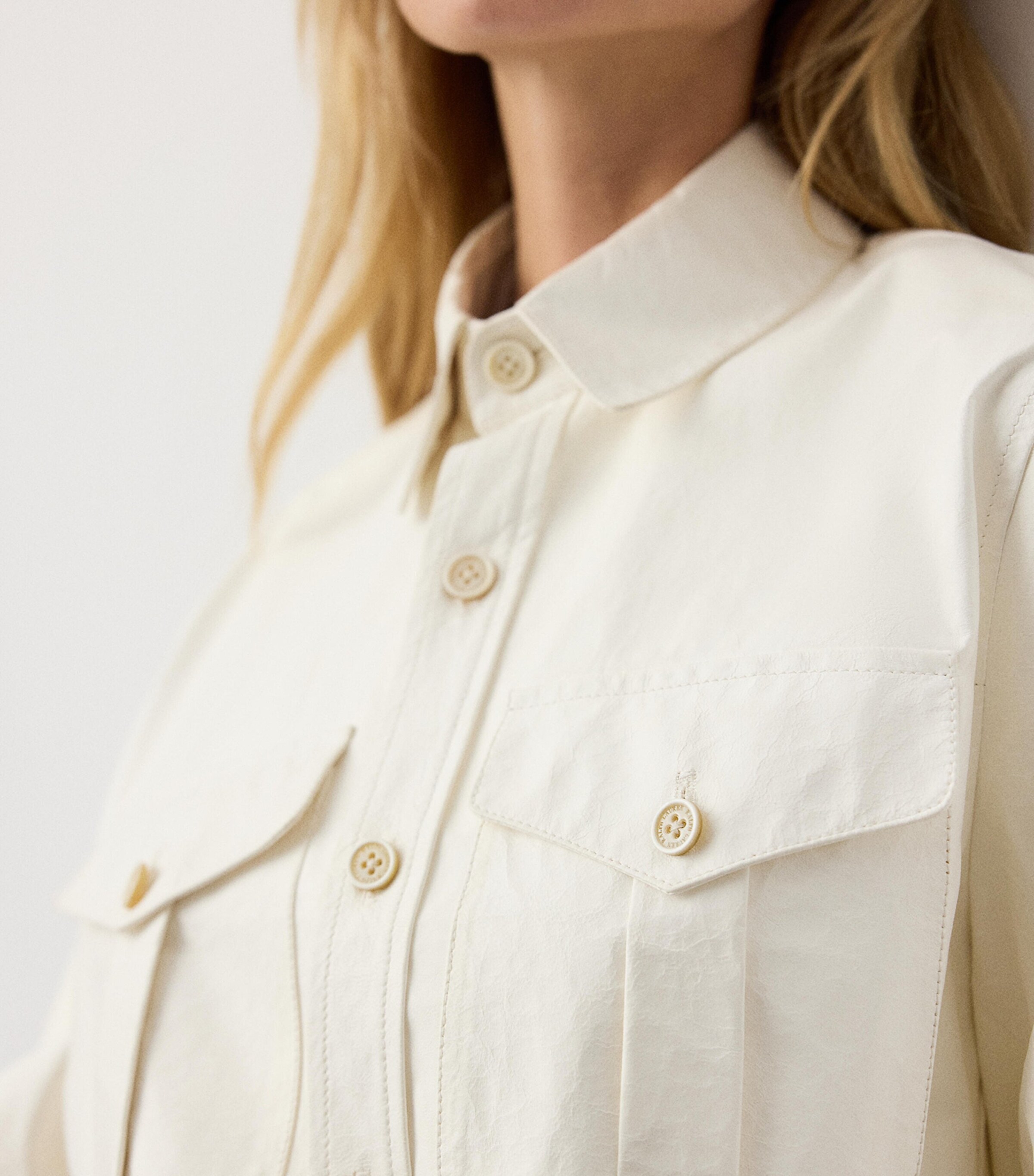 Ralph Lauren Collection Womens Suede Landry Oversized Shirt Cream Image 6