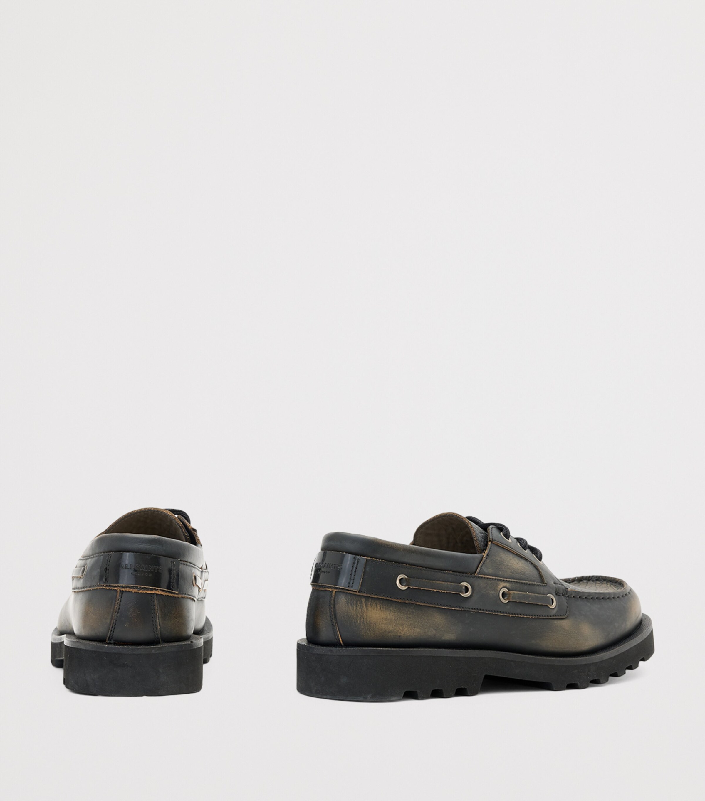 Leather Skiff Boat Shoes BLACK/BROWN Image 3