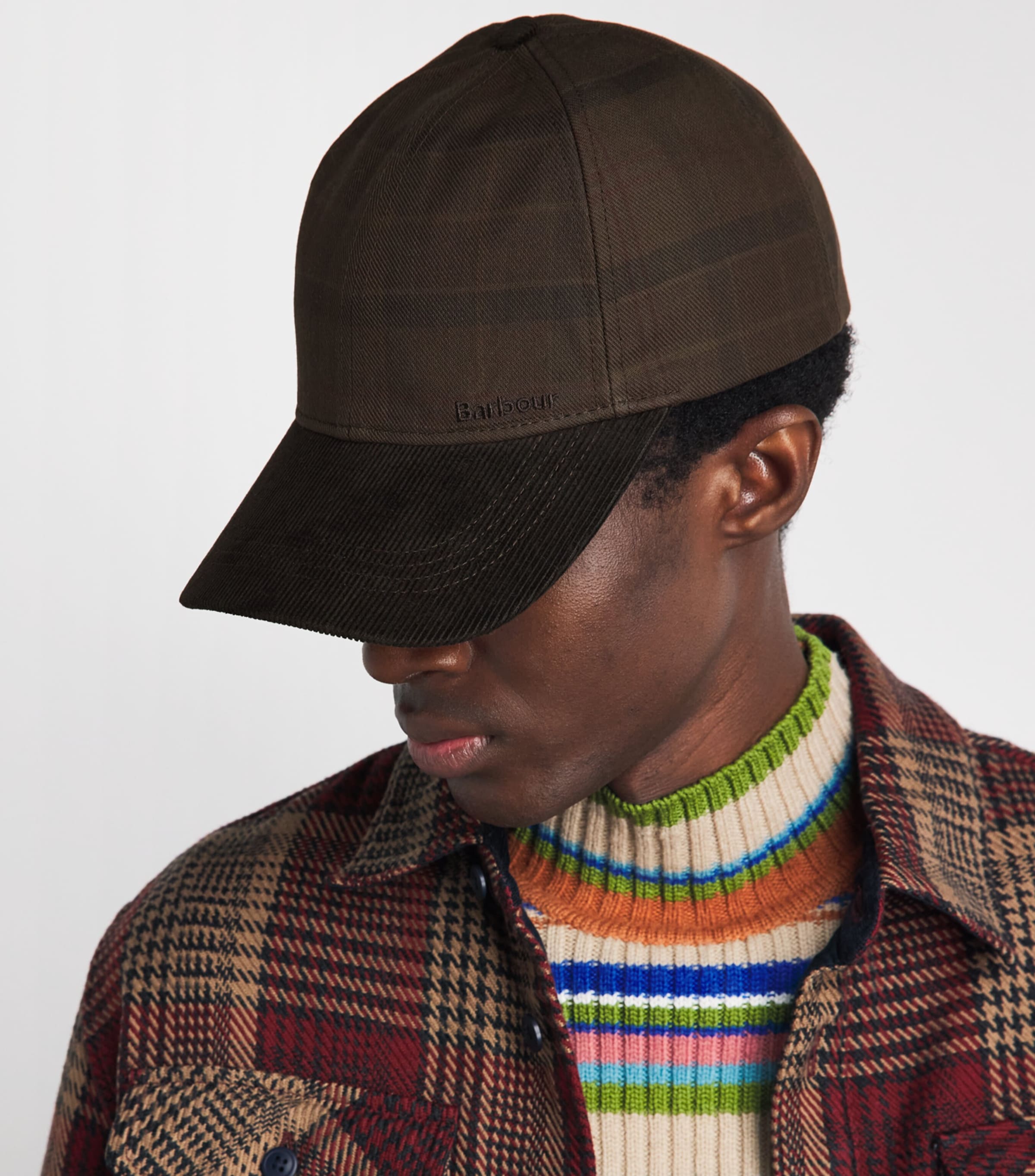 Barbour Cotton Tartan Macklow Baseball Cap Muted Tartan Image 2