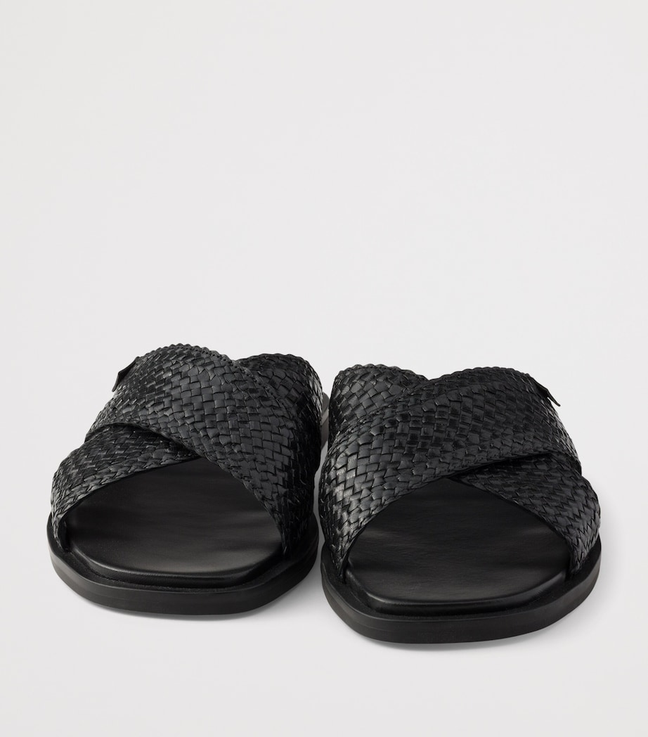 Prada Leather Woven Crisscross Sandals Image 5